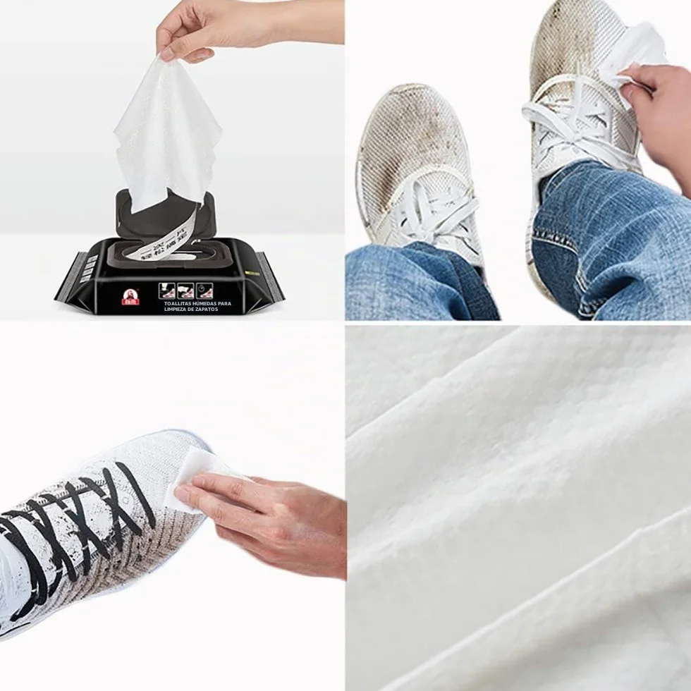 Toallitas de limpieza naturales para zapatillas de deporte y zapatillas blancas, para correr, golf y tenis, para frotar la suciedad barro manchas de sal y manchas de hierba (60 toallitas Black)