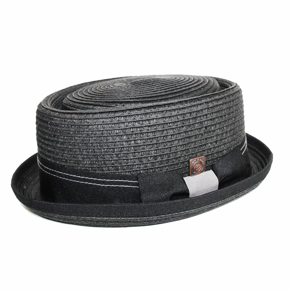 DASMARCA Rico Trenzado Verano Papel Paja Telescopio Corona Porkpie Retro Sombrero