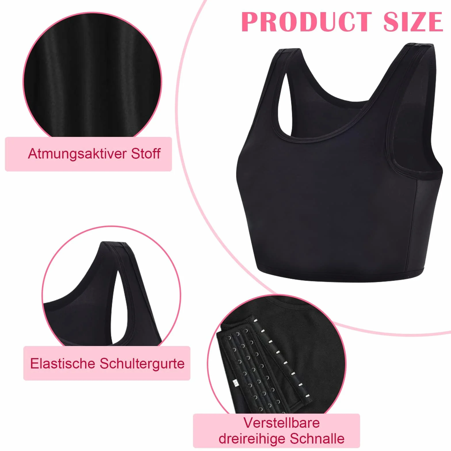 Chest Binder Trans Binder Unterwäsche Tanktops Vendage Trans Breathable Side Haken Bustier BH Damen Korsett Sport BH Tank Tops atmungsaktiv Korsetts Kurz Tomboy Kurzer Chest Binder Top für Damen