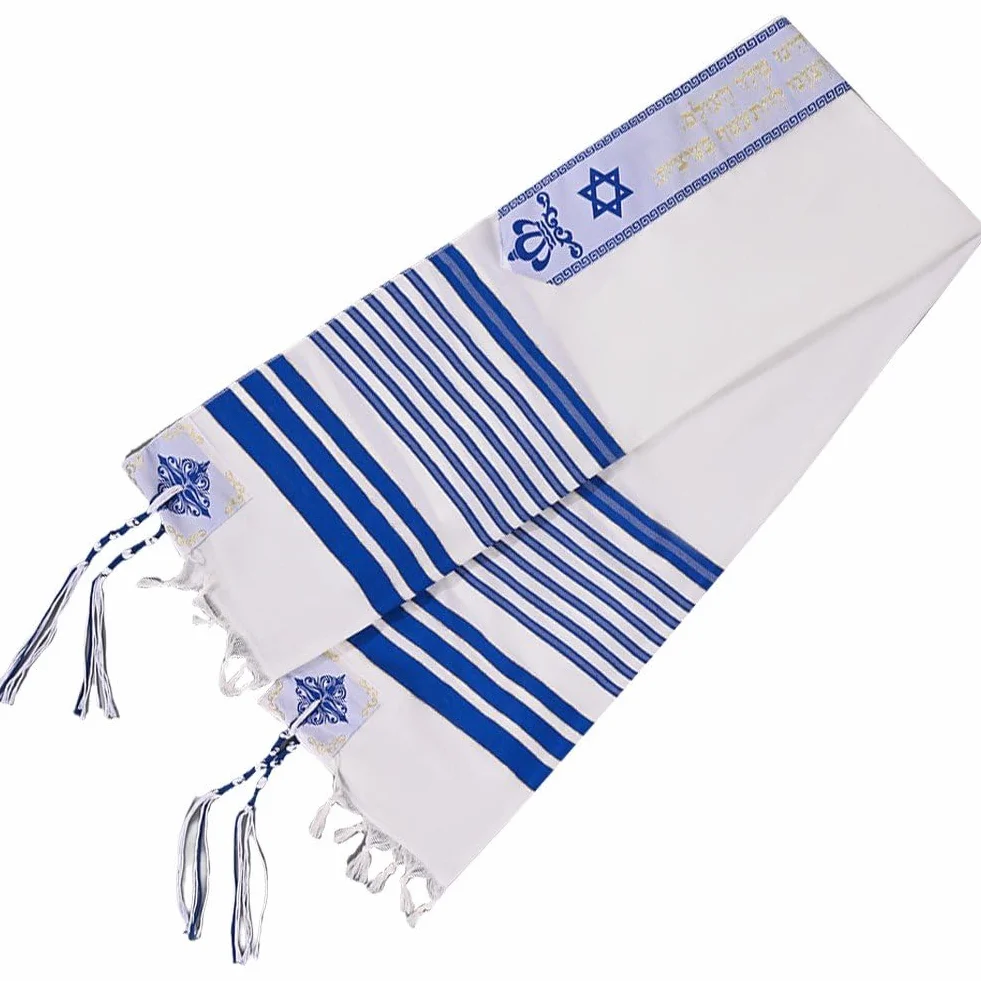 Chal De Oración Judío Tallit Katan Israel con Cuerdas Tzitzit Tallit Tradicional Israelí con Bendición En Banda para Cuello para Hombres Y Mujeres