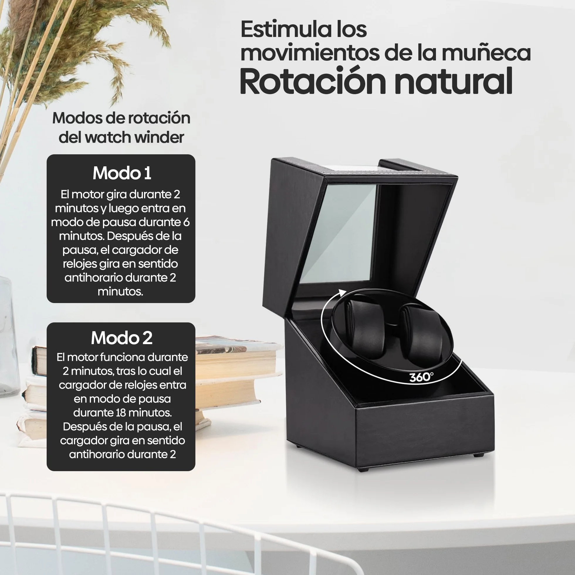 Olvy Caja Enrollable Relojes automáticos, Motor Extremadamente silencioso