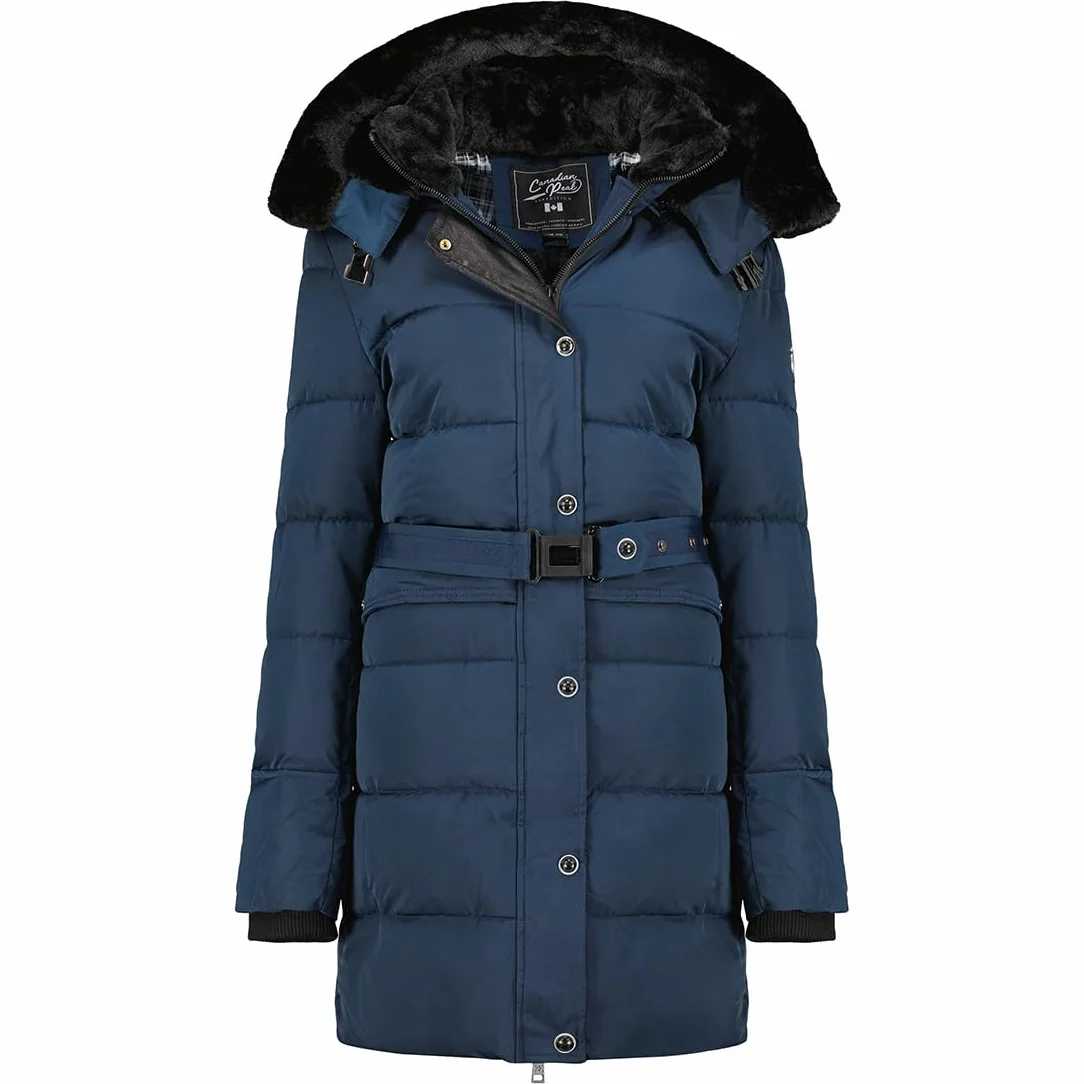 Canadian Peak Bettineak Lady - Chaqueta Mujer Cálida Esqui - Abrigo Para Mujeres Con Capucha Sintética - Parka Elegante A Prueba De Viento - Otono Invierno Primavera (Marino M)