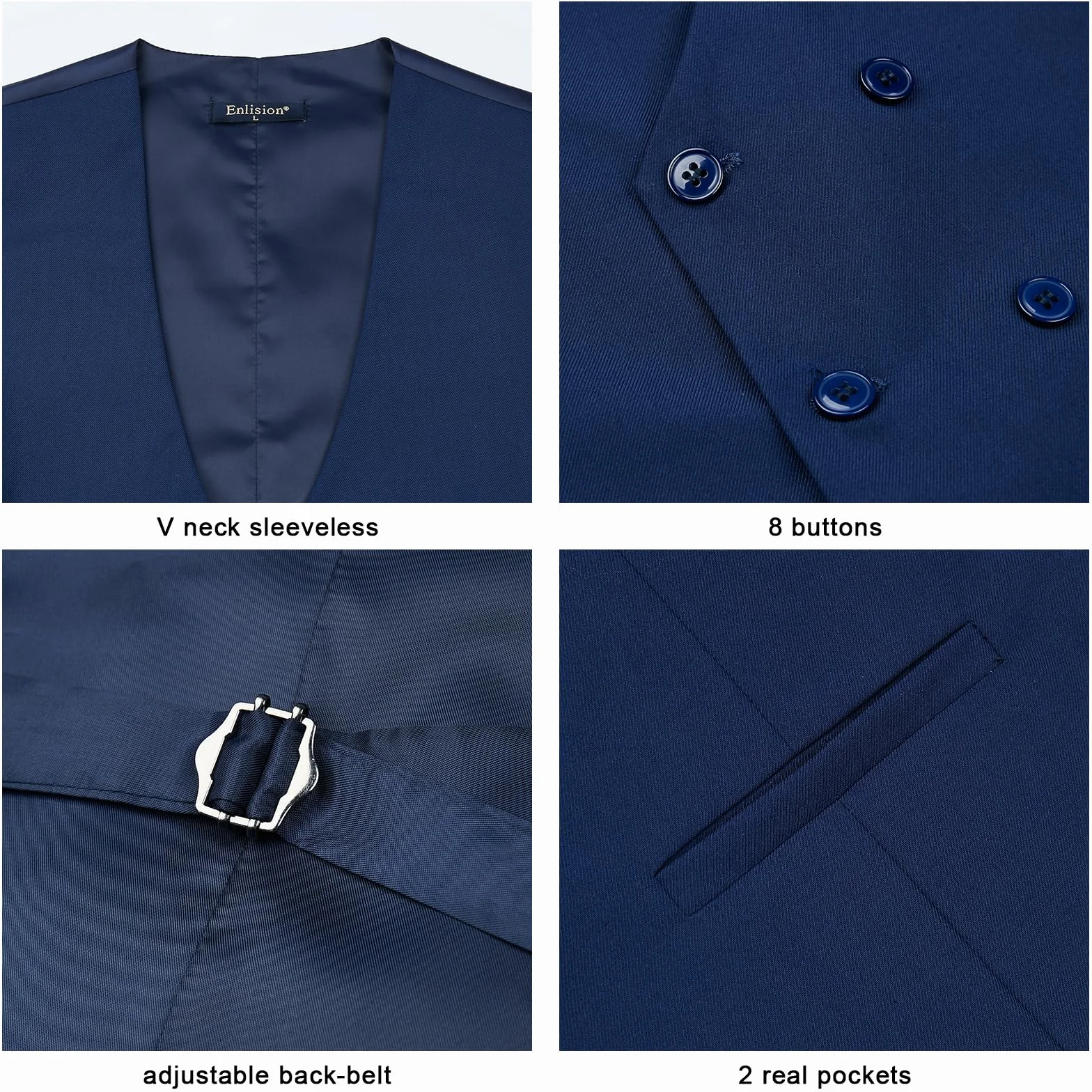 Enlision Chaleco de hombre de Doble Botonadura con Cuello en V Slim Fit Traje Chaleco Casual Formal Business Vestido Chaleco