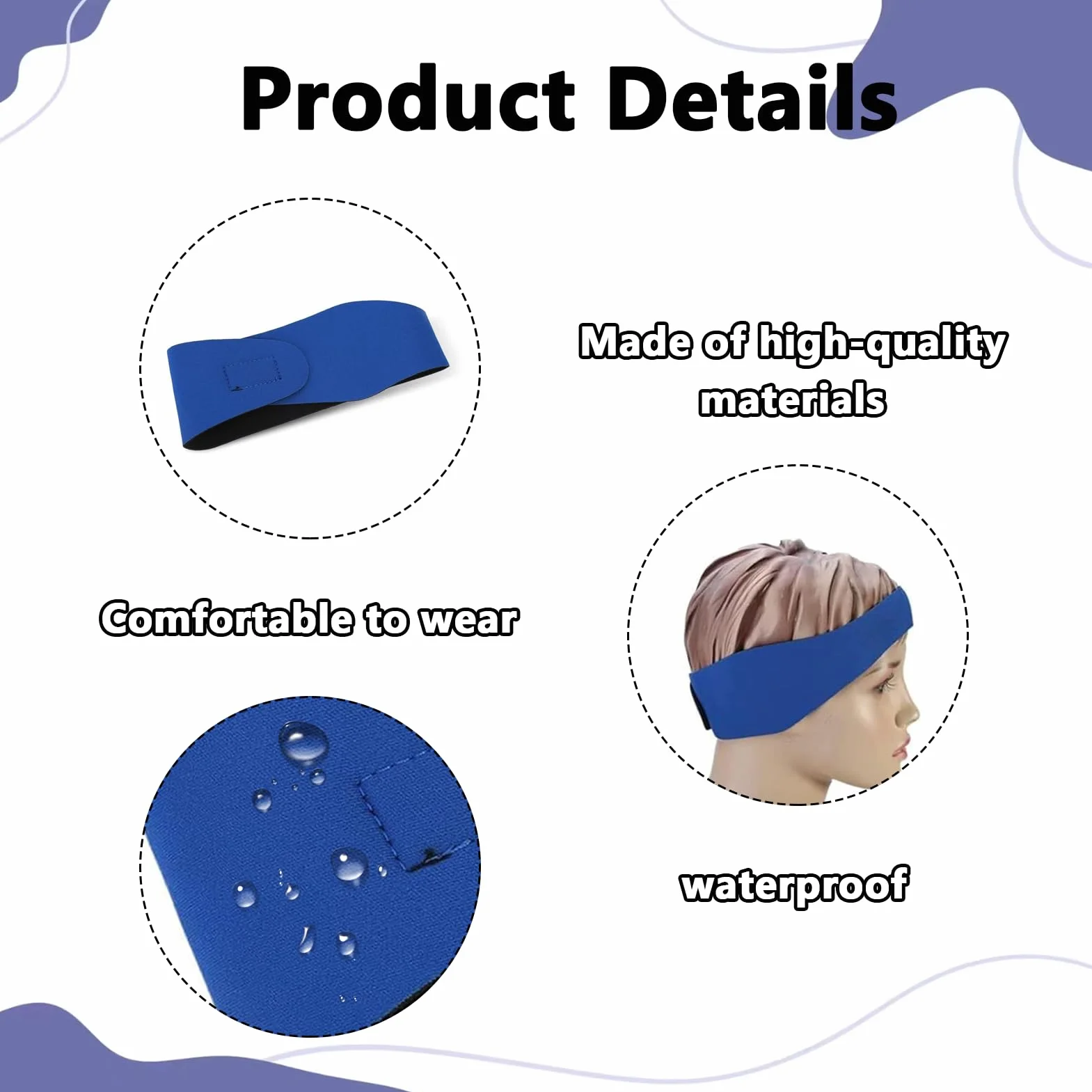 Diadema de natación para niños, diadema de neopreno ajustable, diadema de protección auditiva para piscina, banda deportiva elástica náutica para natación y surf