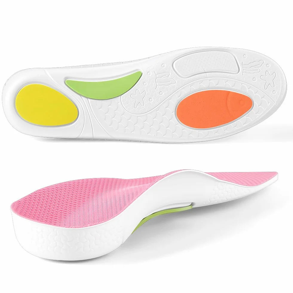 OSDUE Plantillas Ortopédicas, Plantillas Para Soporte del Arco Alivio Eficaz de Fascitis Plantar, Espolón Calcáneo, Juanetes, Pies Planos, Dolor De Pies, Para Hombres y Mujeres (Rosa, 37-38)
