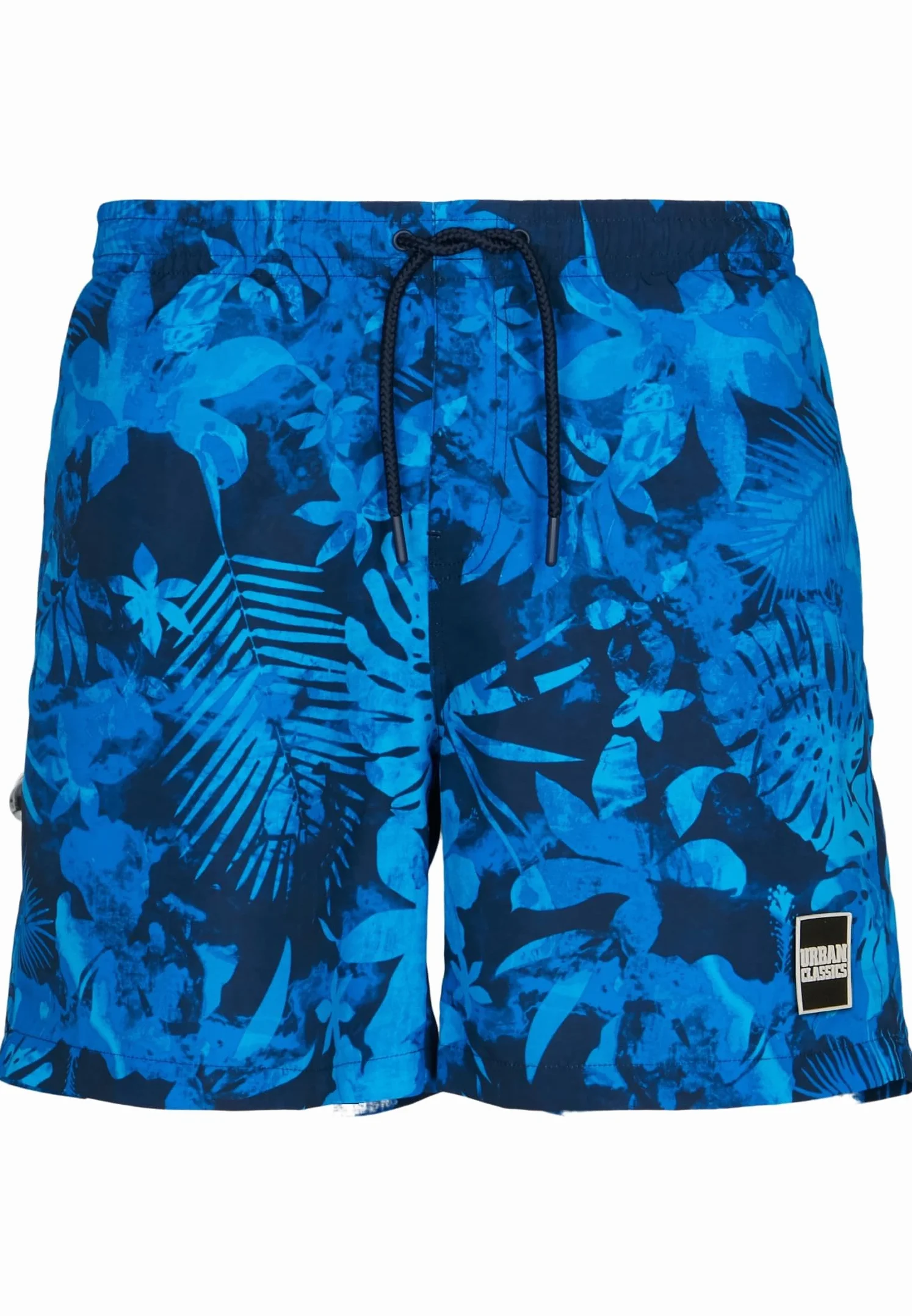 Urban Classics Pattern Palm Hombre Bañador Negro/Aceituna
