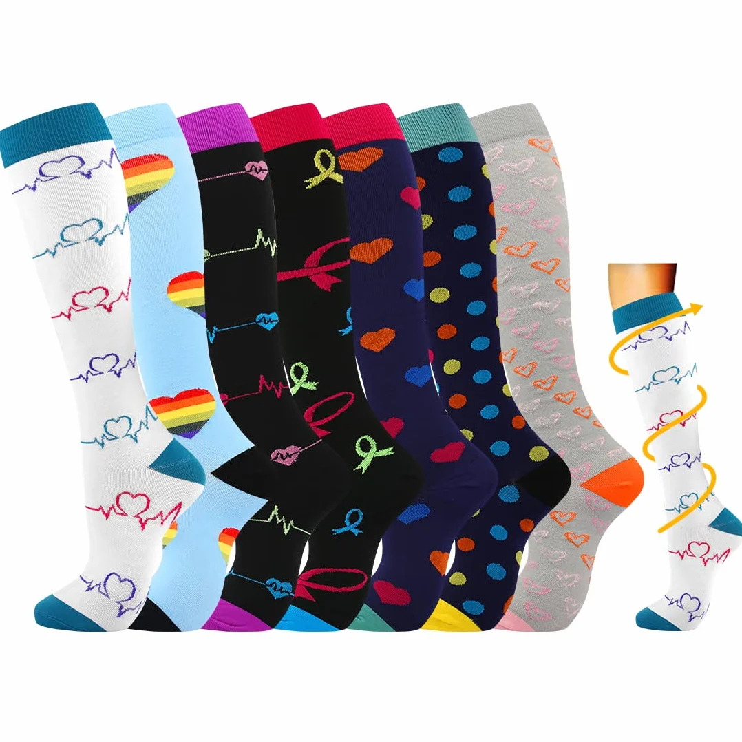 2/4/6/7 pares de calcetines de compresión para mujeres de 15 a 20 mmHg, los mejores calcetines deportivos y médicos para correr, vuelos, viajes, enfermeras