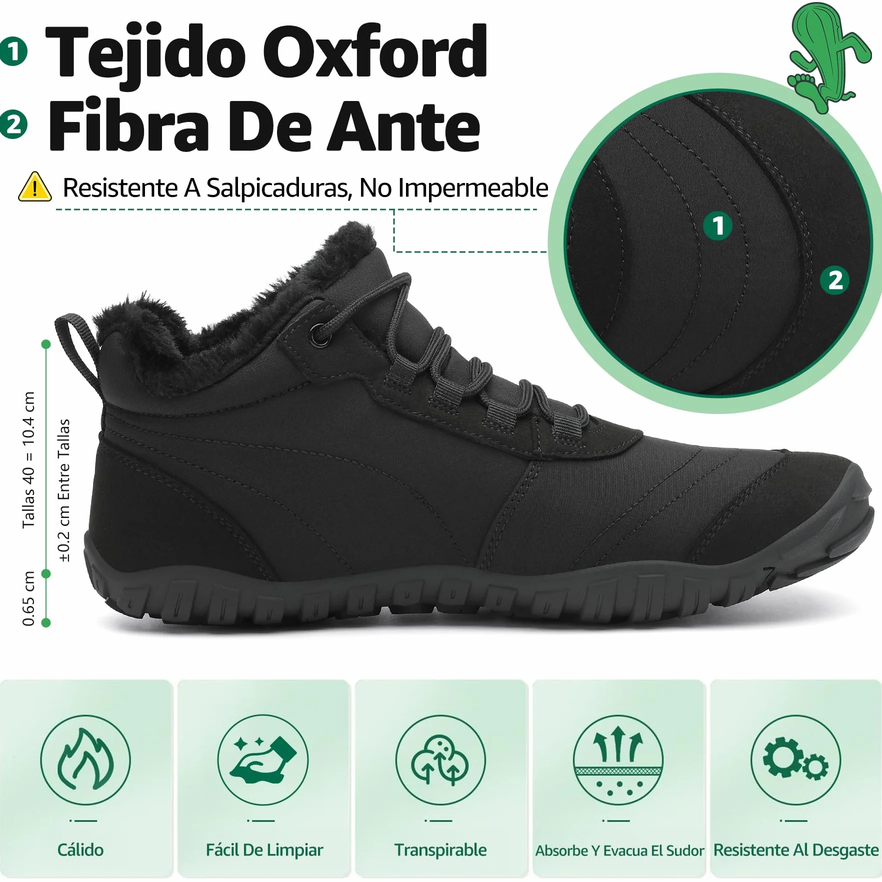 SAGUARO Barefoot Botas Invierno Cálido Botines Nieve pour Hombre Mujer Gr.36-48