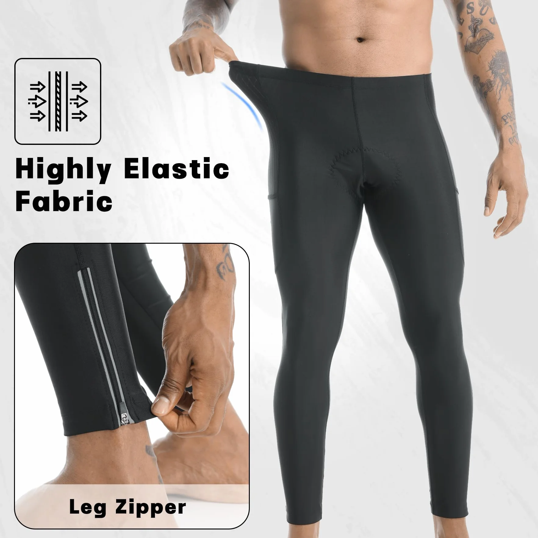 X-TIGER Culotte Ciclismo Hombre Largo con 5D Gel Acolchado MTB Ciclismo Pantalones Largo Transpirable Secado Rápido con 3 Bolsillos