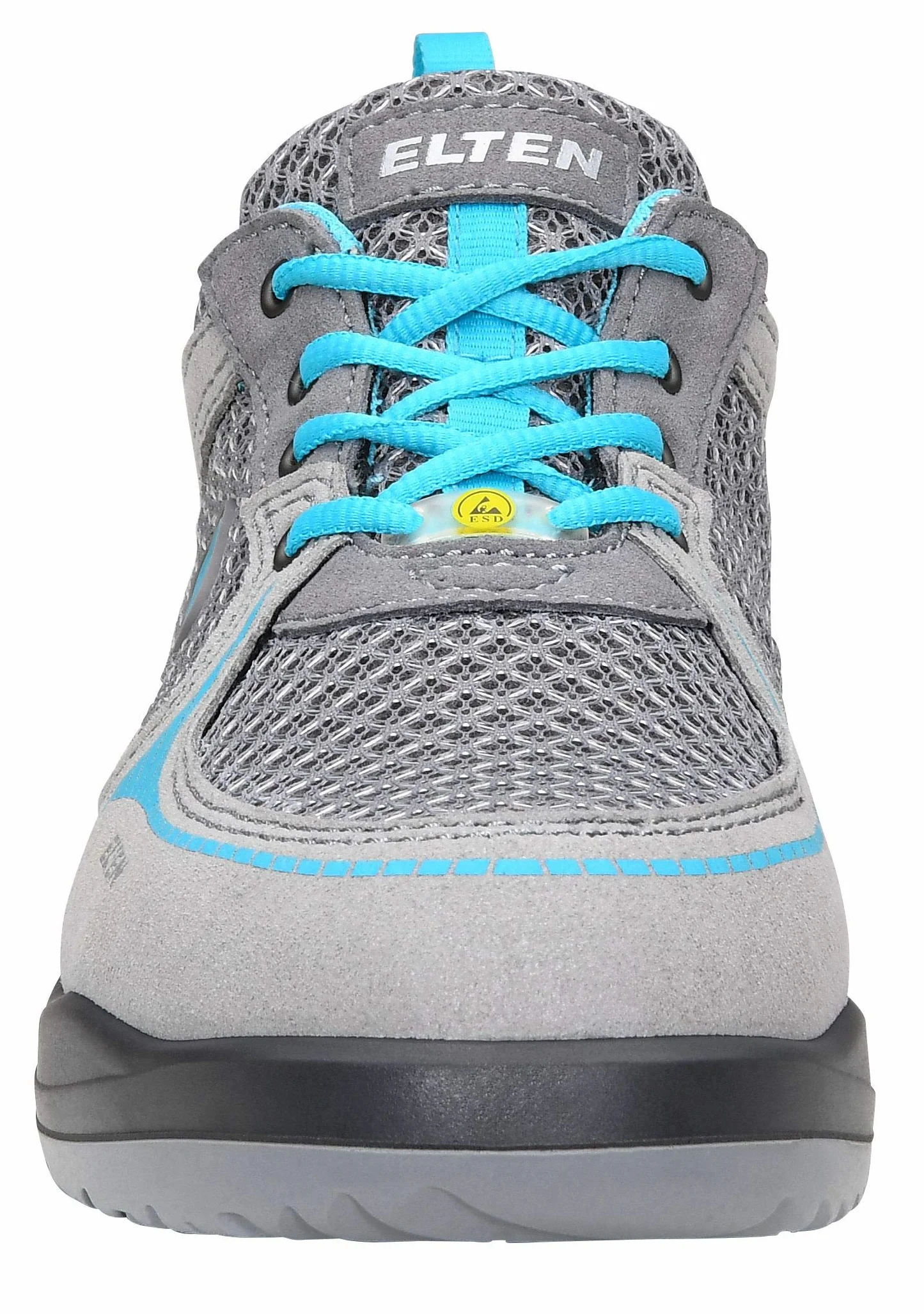Elten Mila aqua Low ESD S1 - Zapatos de seguridad para mujer (ligeros, transpirables, microfibra/malla, sin piel, puntera de acero), 41 EU Schmal, gris