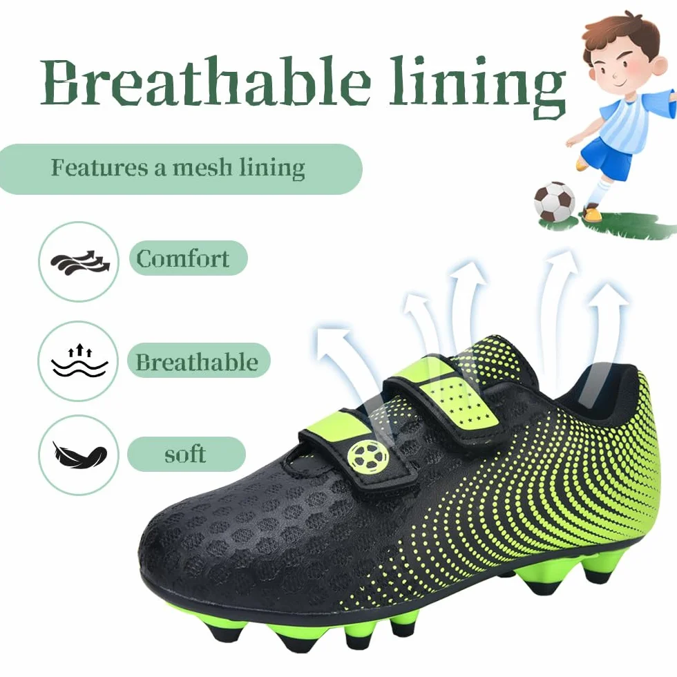 Botas de Futbol Niño Zapatos de Futbol Zapatillas Futbol Césped Artificial Tacos Profesional Entrenamiento Aire Libre Deporte Antideslizante Cómodo Unisex 28-37EU