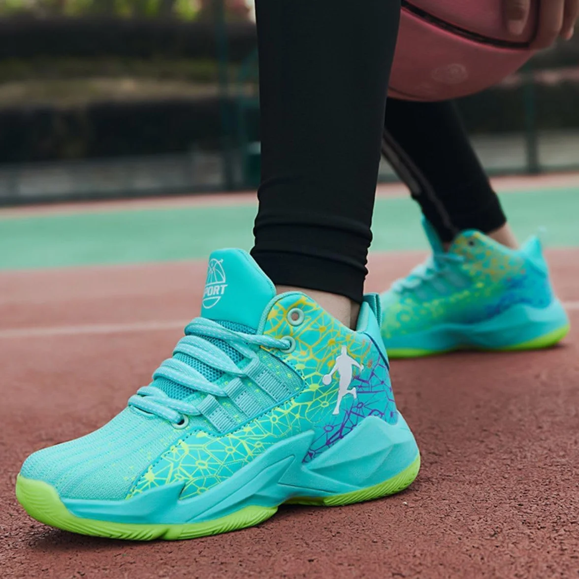 Zapatillas de Baloncesto para Niños Moda Calzado de Baloncesto para Niño Aire Libre Deportivas Fitness Antideslizantes para Correr Zapatos de Running (BBA-R16, 34EU)
