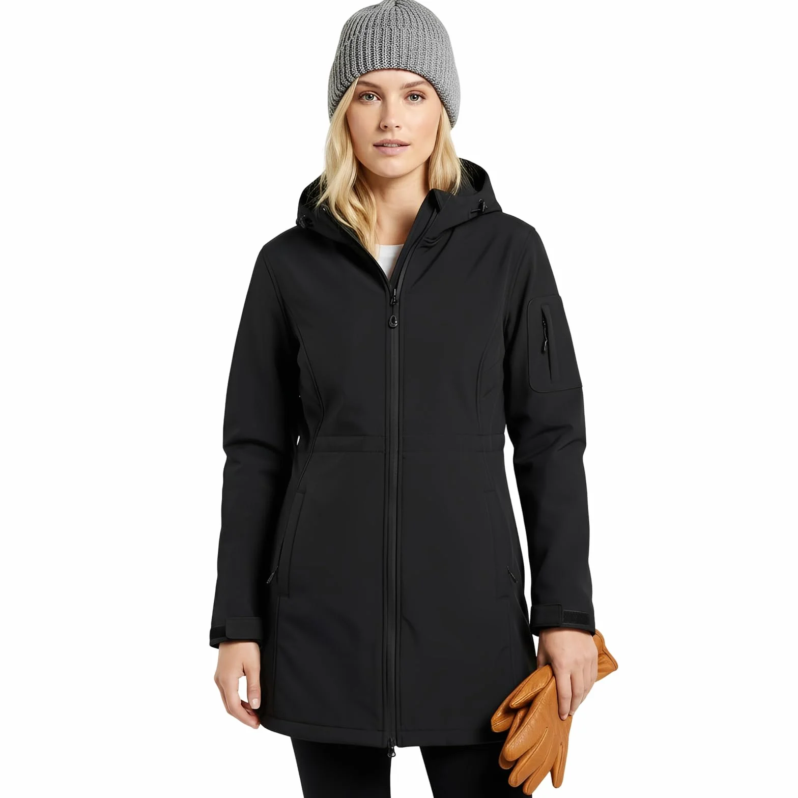 Chaqueta de Entretiempo Mujeres Chaquetas Impermeables Softshell con Capucha Otoño Invierno Windbreak Impermeable lluvia para mujer