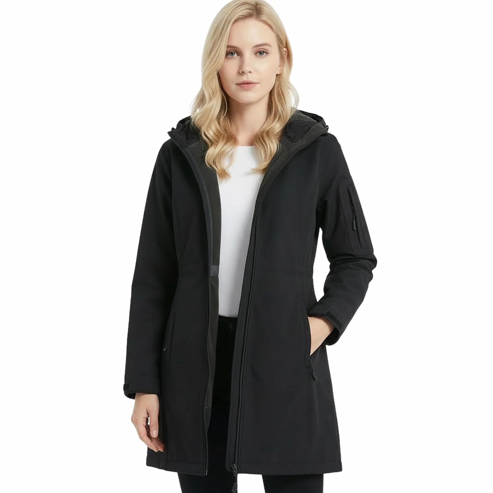 Chaqueta de Entretiempo Mujeres Chaquetas Impermeables Softshell con Capucha Otoño Invierno Windbreak Impermeable lluvia para mujer