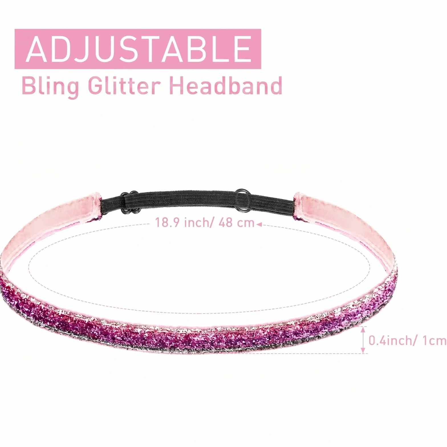 10 Diademas de Purpurina Brillante Diadema Deportiva Antideslizante para Correr Paquete de Diademas Elásticas de Tela Terciopelo de Niña Accesorio de Cabello de Moda (0,4 pulgadas/ 1 cm)