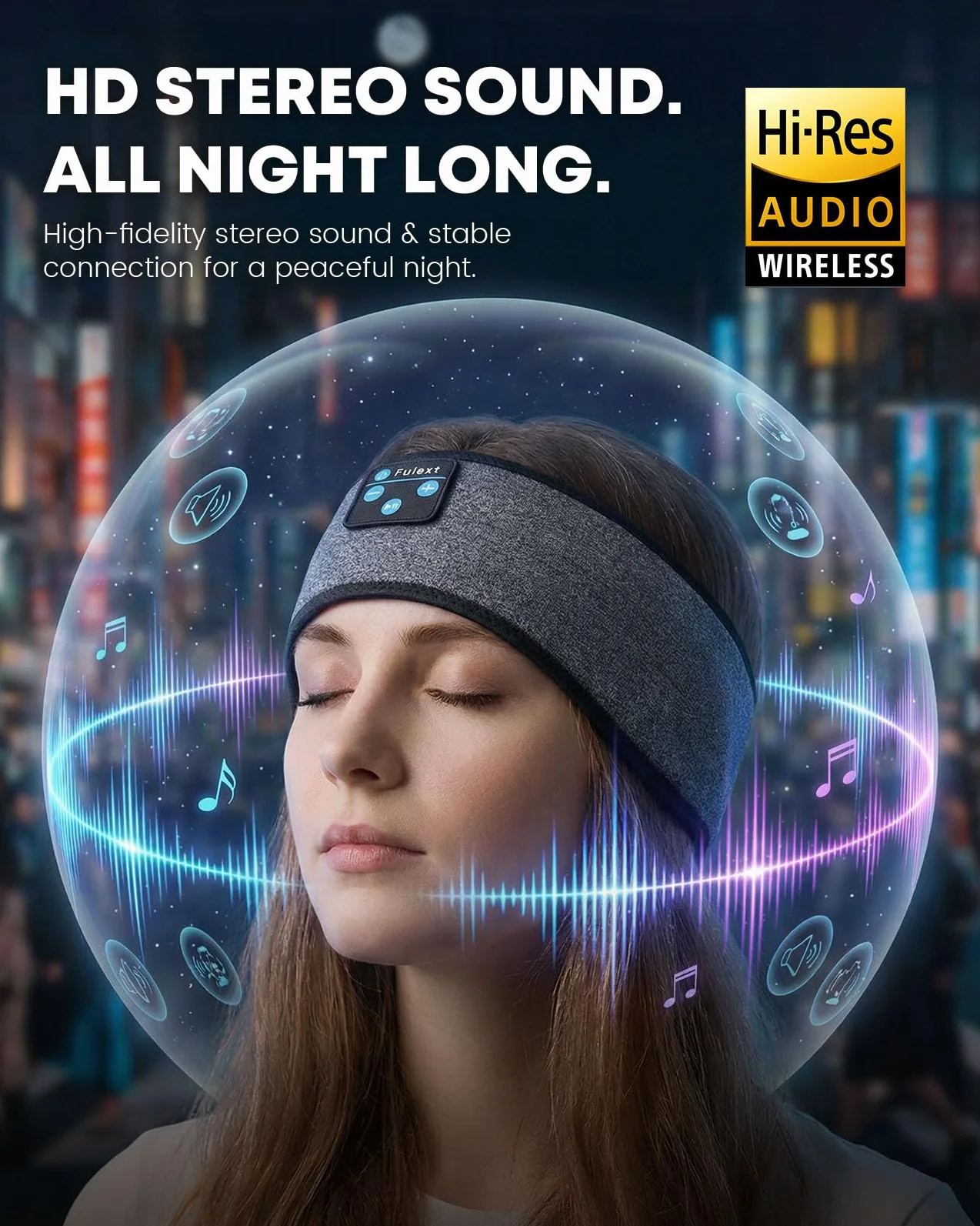 Auriculares para Dormir con Diadema Bluetooth para Dormir, inalámbricos con cancelación de Ruido para Dormir de Lado, Siesta de Oficina, Viajes aéreos, relajantes, meditación