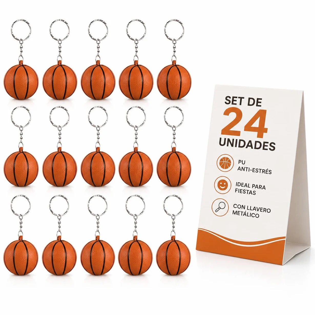 Hemobllo 24 Piezas Llaveros de Baloncesto 4 cm, Mini Pelota PU Anti-estrés, Detalles para Cumpleaños Infantiles, Relleno Bolsas Chuches, Regalos Deportivos para Fiestas y Premios Escolares