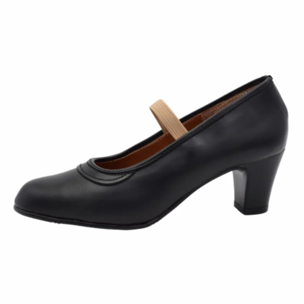 PASARELA - Zapatos de Baile Flamenco de Piel Negros con Clavos para Mujer Cuero