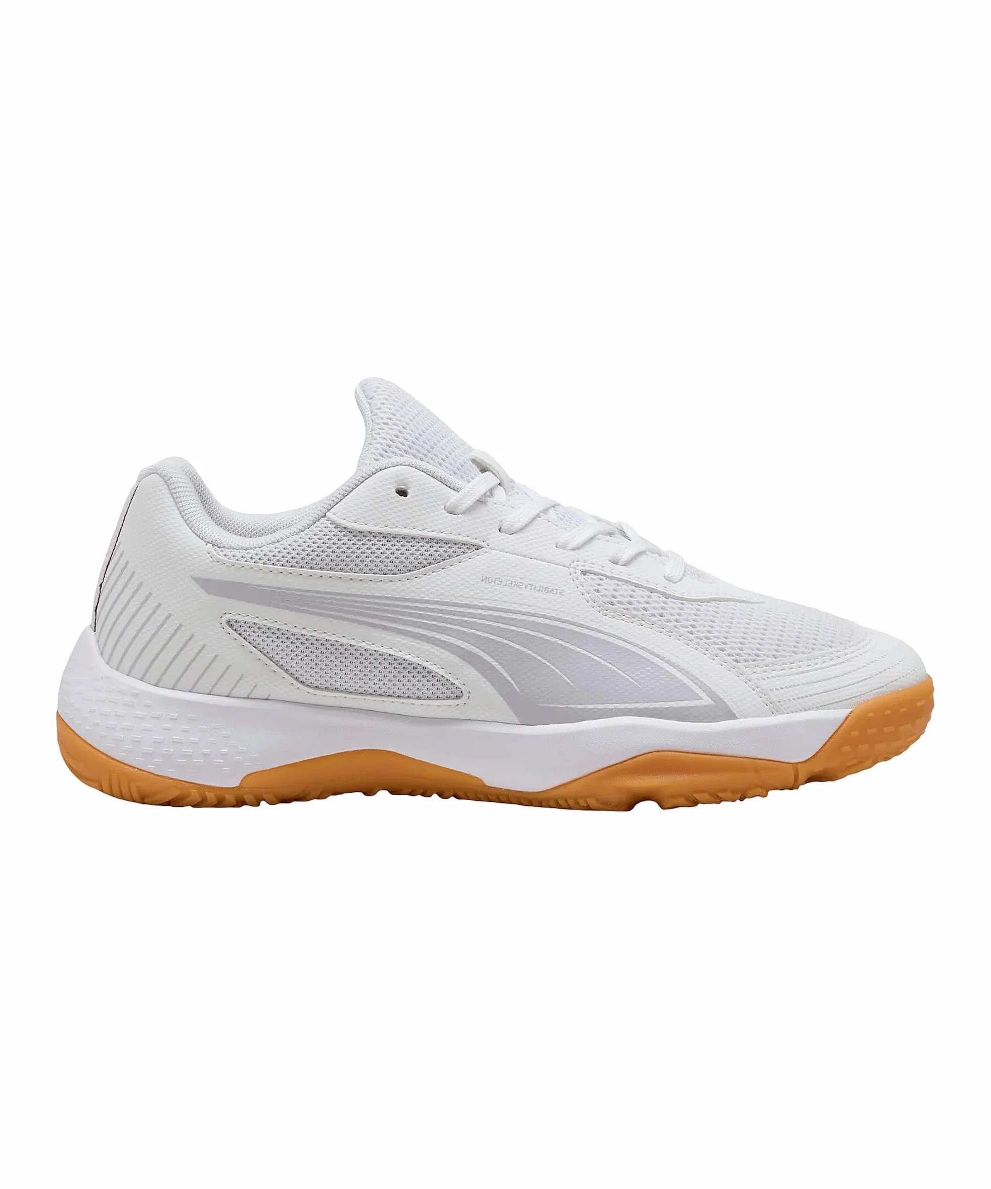 PUMA SOLARFLASH III JR, Indoor Court Shoe, White-Lilac Crush-Berry, 40.5 EU