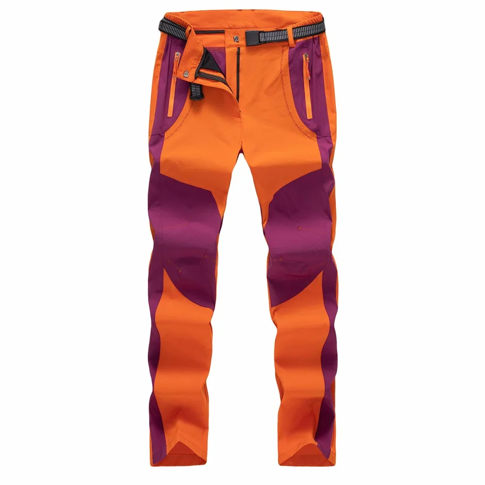 Unisex Softshell Secado Rápido Pantalones de Montaña Senderismo Impermeables Outdoor Termico Elasticidad Pantalones (Naranja(Mujer),S)