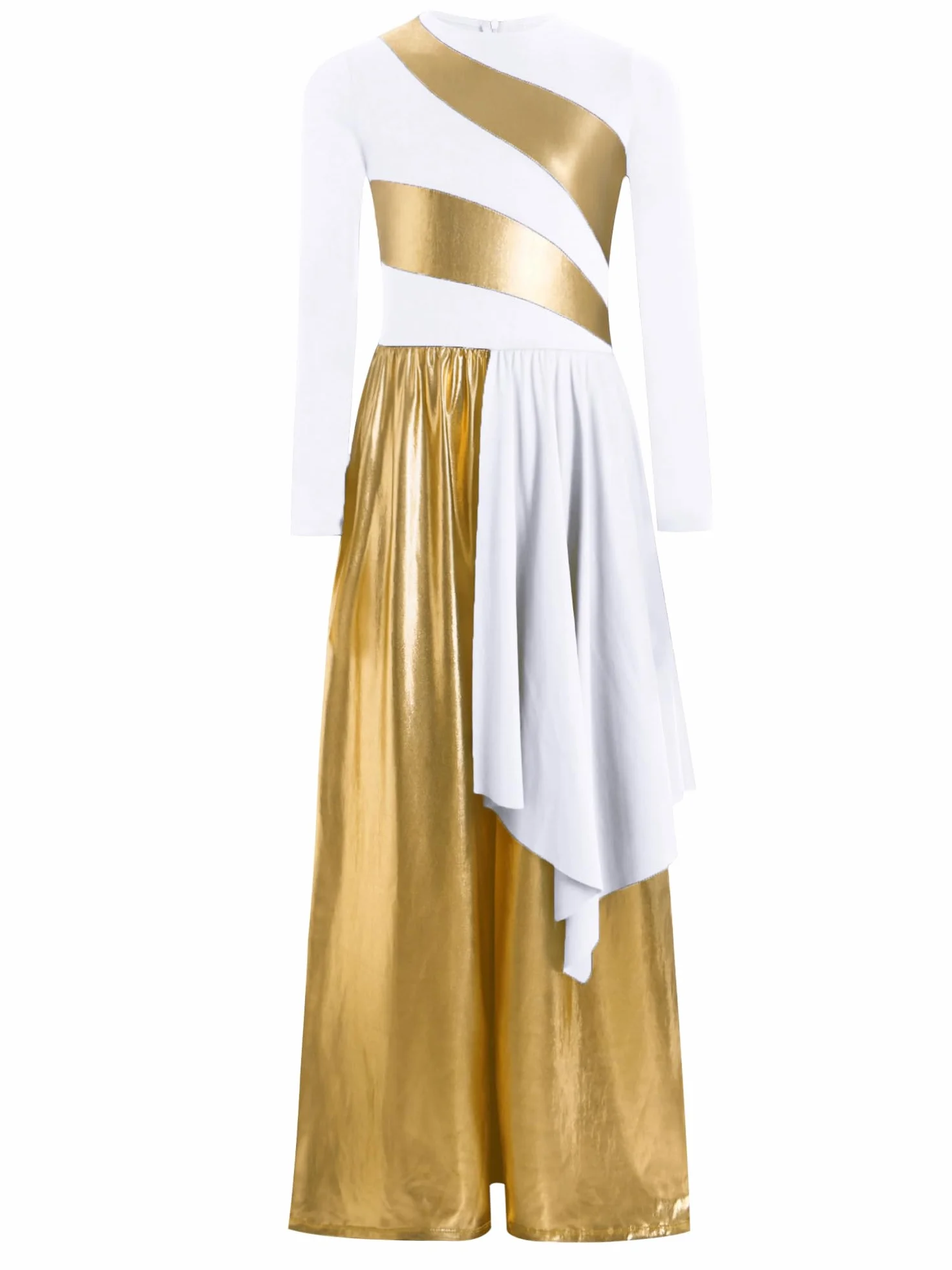 Alvivi Traje de Danza Cristiana de Litúrgica para Niñas Mono Pantalón de Baile con Brillantes Metálicos Traje de Danza Contemporánea Coral Actuación