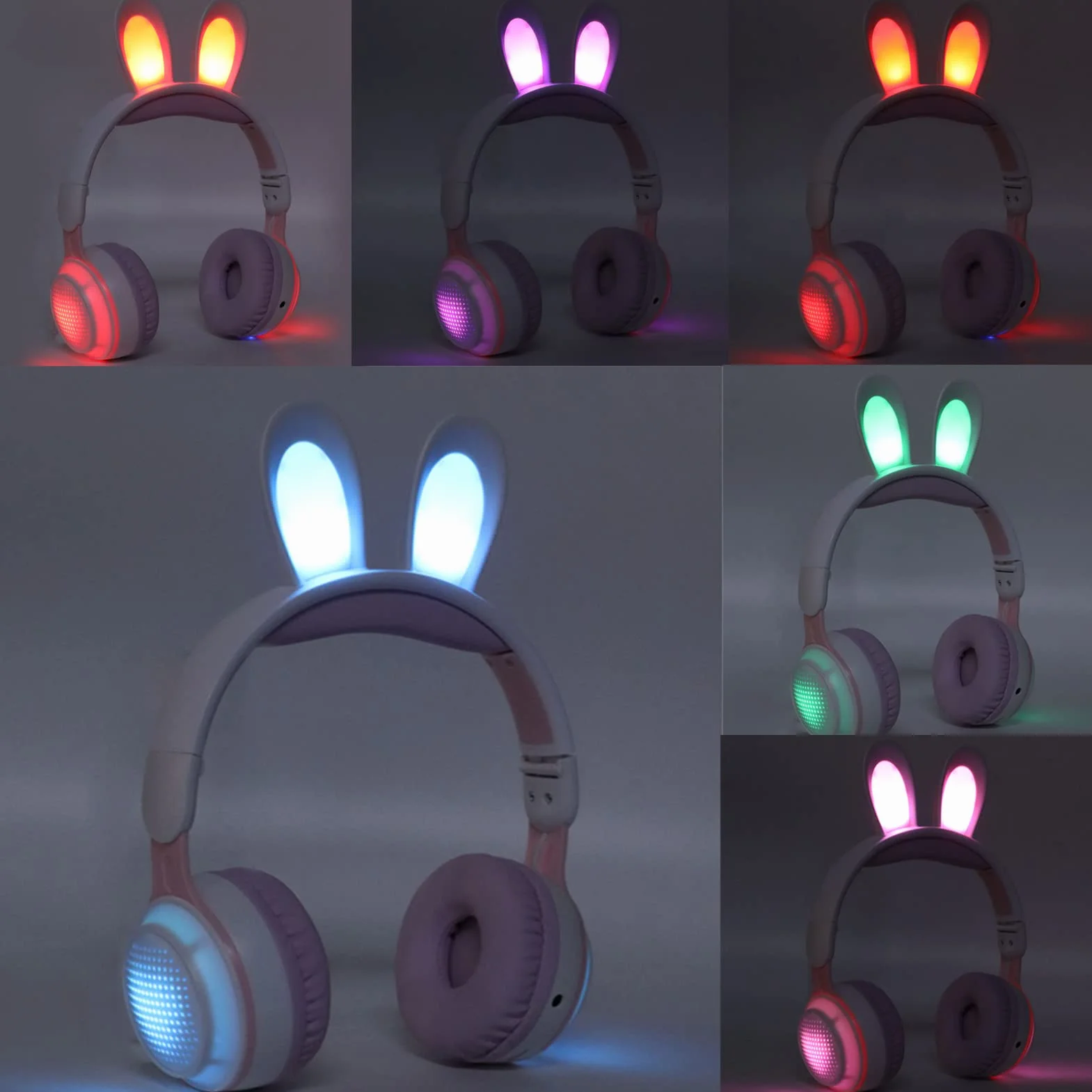 Auriculares para Niños, Auriculares Bluetooth 5.0 con Oreja de Conejo, Auriculares Inalámbricos Plegables con Luz LED sobre la Oreja, Soporte TF/AUX, Regalos para Niños, Niños Pequeños,(Azul)