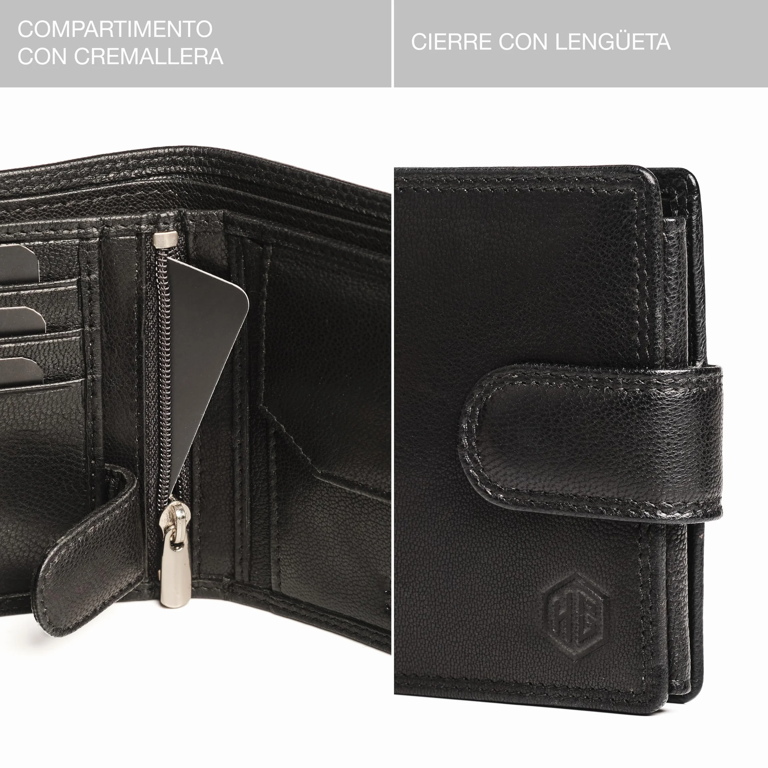 HansGo Carteras para Hombre Piel - Monedero con Estilo - Cartera Hombre Hecha a Mano Cuero Auténtico - Billeteras con RFID - La Cartera Cómoda - Wallets for Men - Regalos Originales.