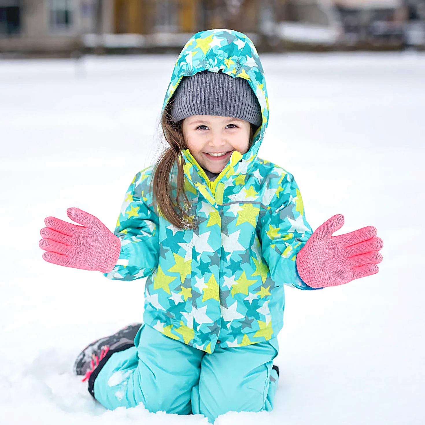 QKURT 6 Pares Guantes de Invierno para Niños,Invierno Guantes Guantes Calientes Guantes de dedos completos para Niños Niñas
