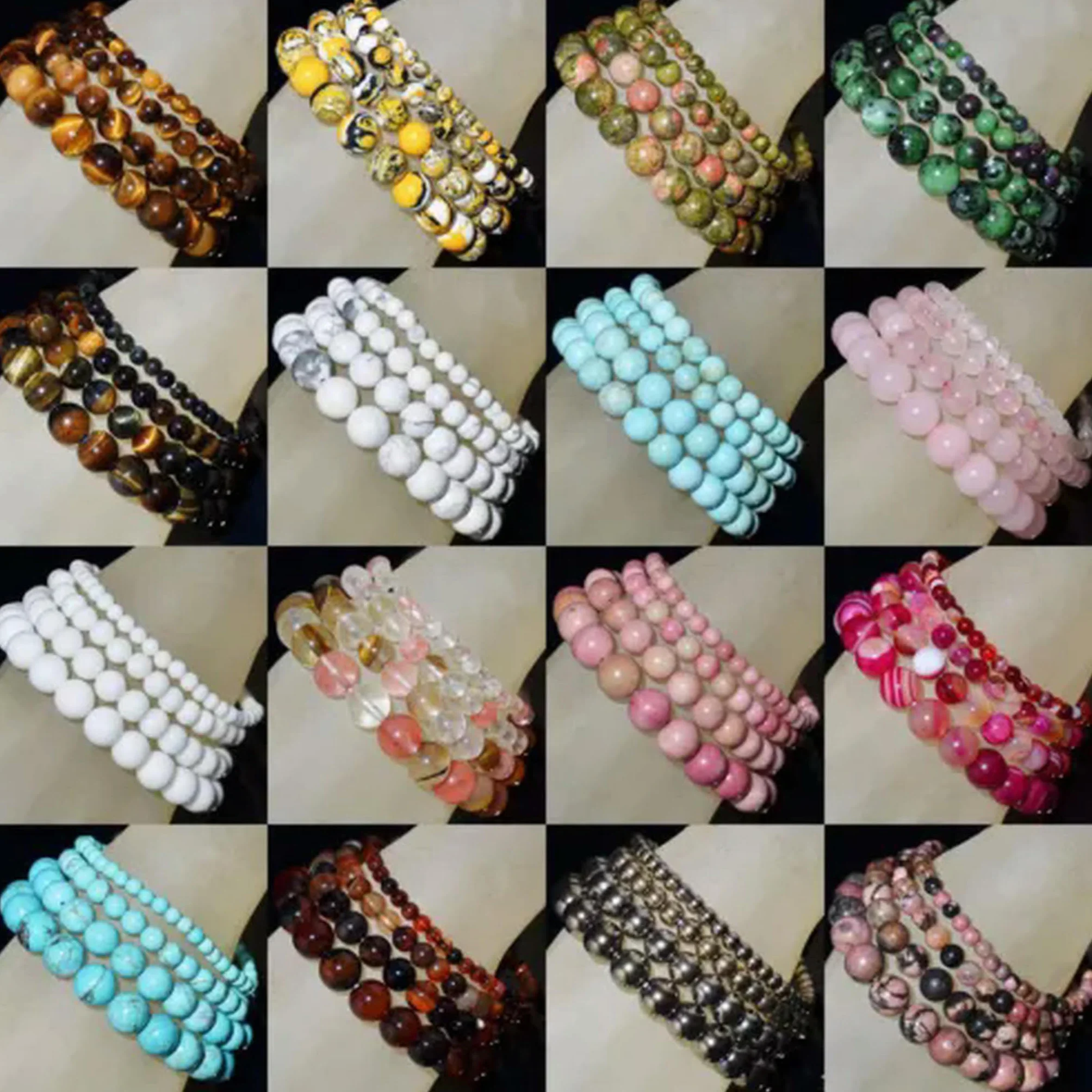 Pulsera elástica de Cuentas Redondas de Piedras Preciosas Naturales, Hecha a Mano, de 4 mm, 6 mm, 8 mm y 10 mm (7,5" - 10 mm - 31 larvikita labradorita)