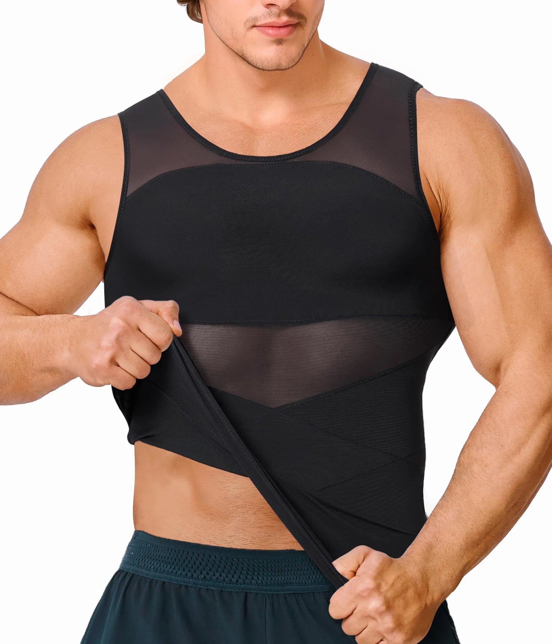 KUMAYES Camisa de compresión Hombre Camiseta Reductora Invisible Faja Reductora elástica para Abdomen Body Shaper