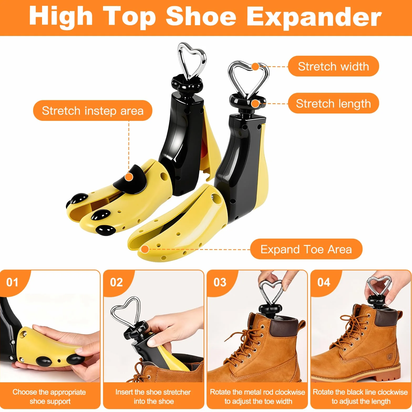 2 unidades de dilatadores de zapatos para hombre y mujer, longitud ajustable y anchura, separador de zapatos para zapatos ajustados, botas, zapatos de senderismo, botas y zapatillas, ancho