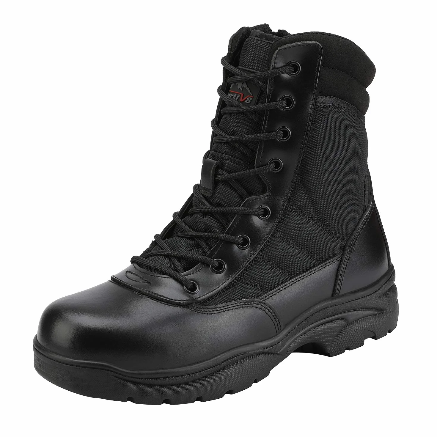 NORTIV 8 Botas de Trabajo Tácticas Militares para Hombre con Cremallera Lateral Botas de Combate de Motocicleta de Horma Ancho