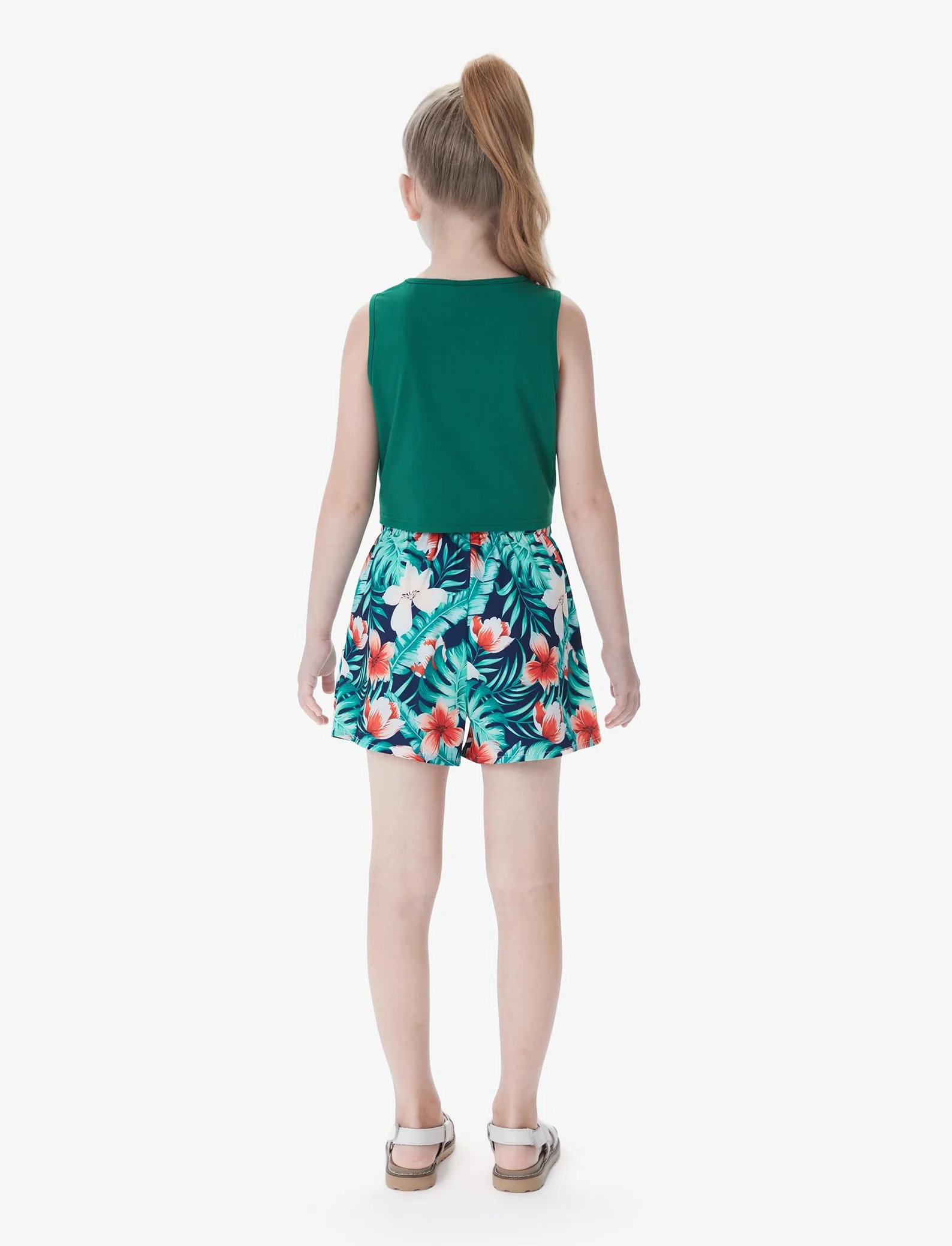 PATPAT Conjunto Niñas Verano - Camiseta Sin Mangas + Shorts Deportivos | Ropa Adolescente Cumpleaños Regalo, Escuela, Playa o Fiestas | Outfit 2 Piezas para Niña 3-12 Años (Estilo Casual Deportivo)