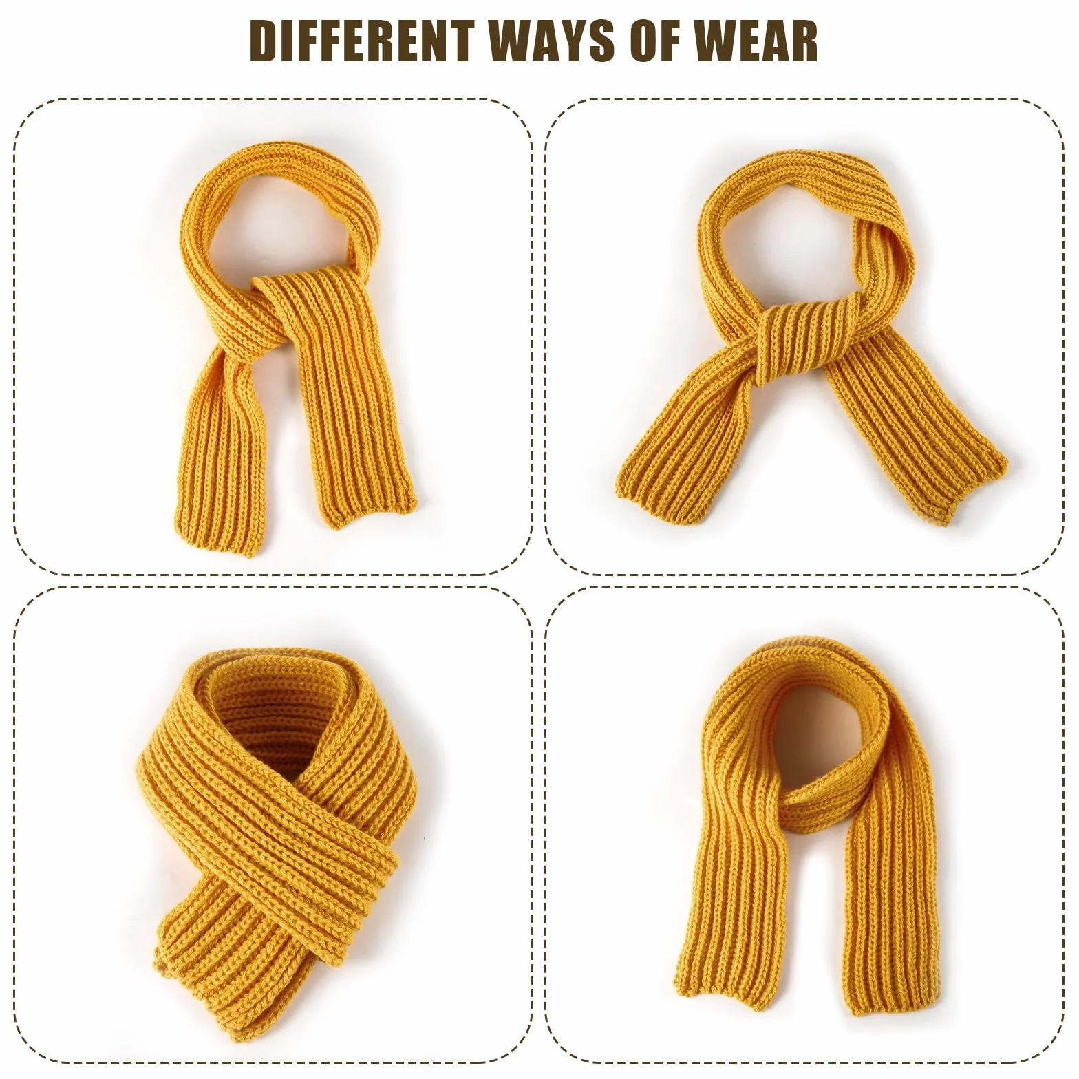 XIHIRCD 2 Bufanda para Niños, Bufandas de Punto Pequeñas Calentador Cuello Invierno Ropa de Invierno para Niños Pequeños, Niñas y Niños en Clima Frío (Jengibre, Naranja Brillante)