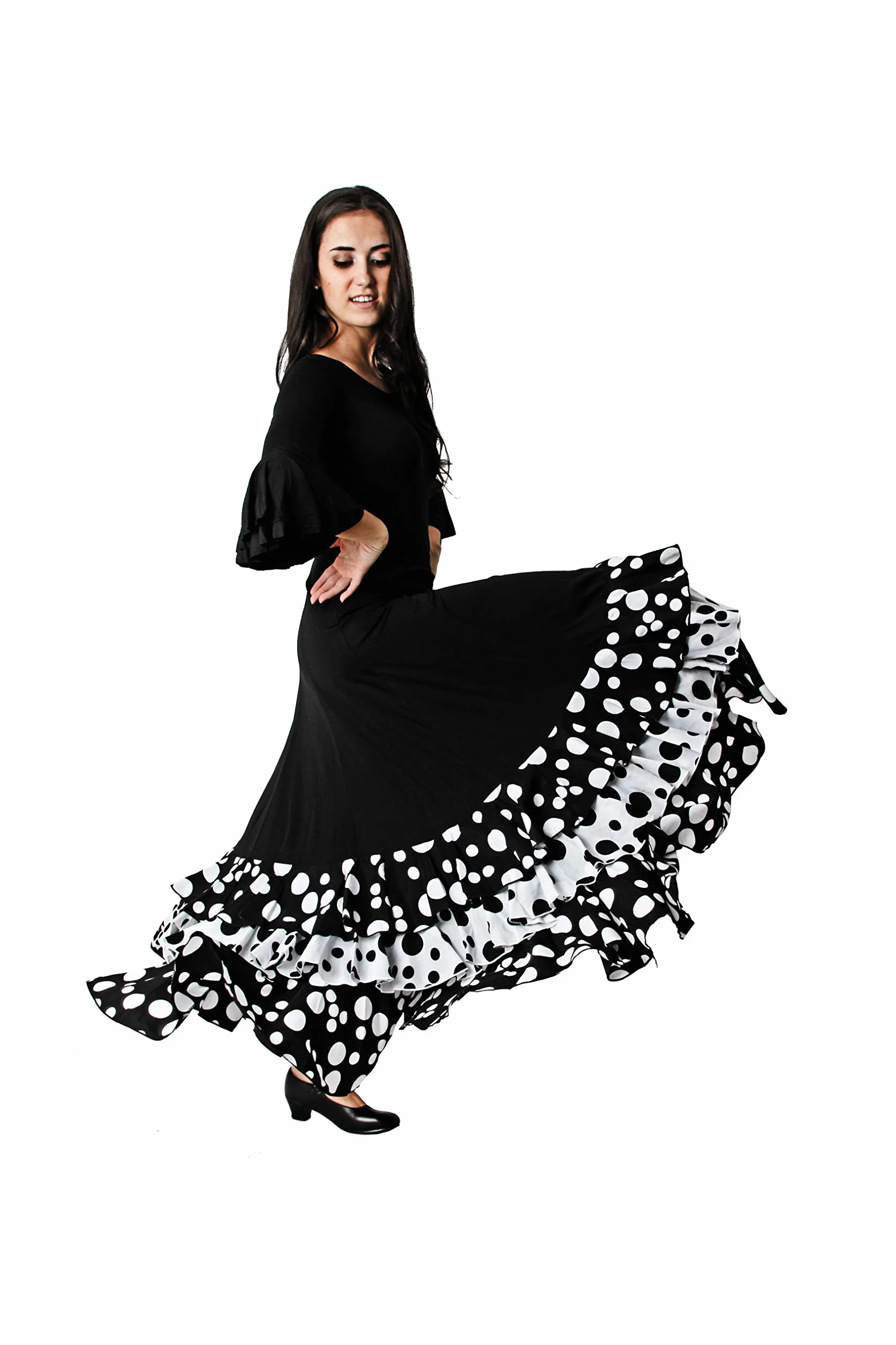 Falda de Baile Flamenco con Volantes y Lunares para Mujer