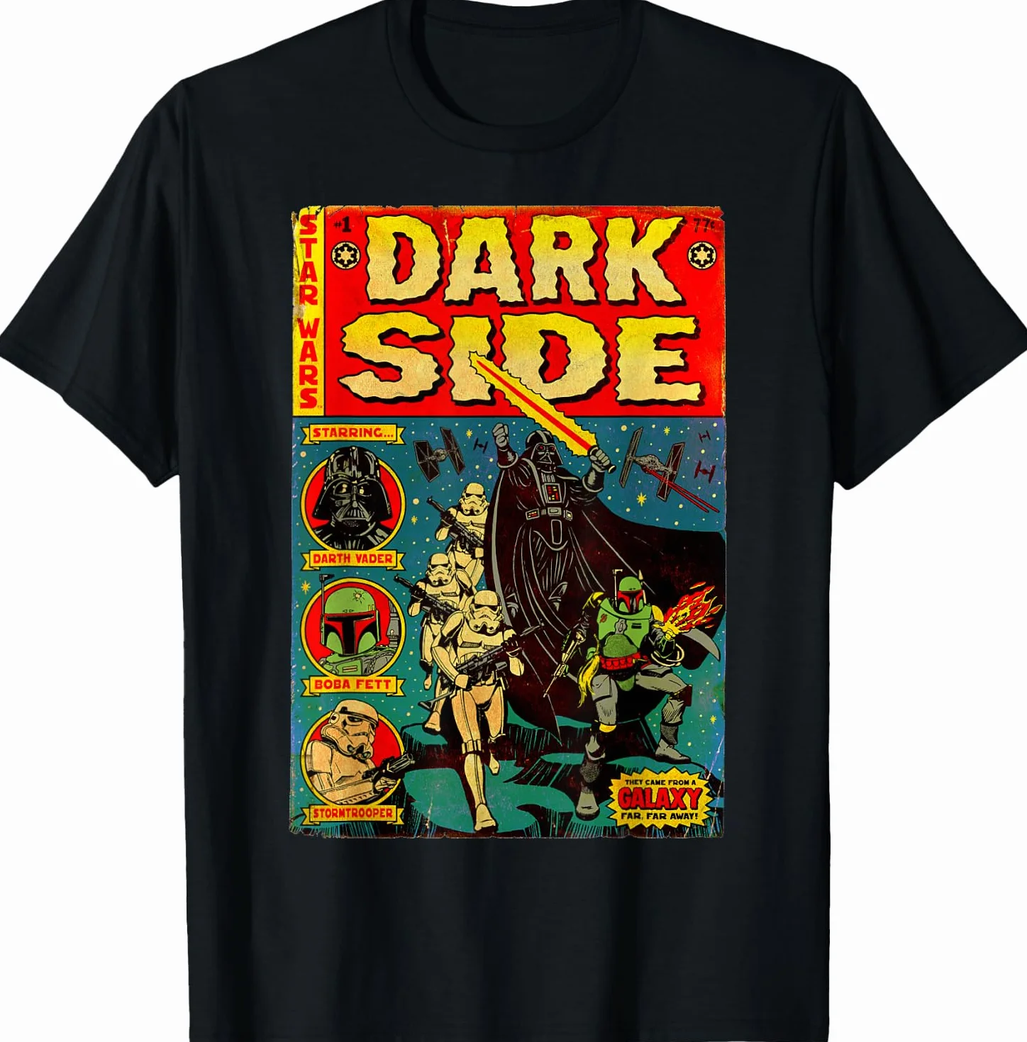 Star Wars Vader Dark Side Retro Comic Cover Camiseta