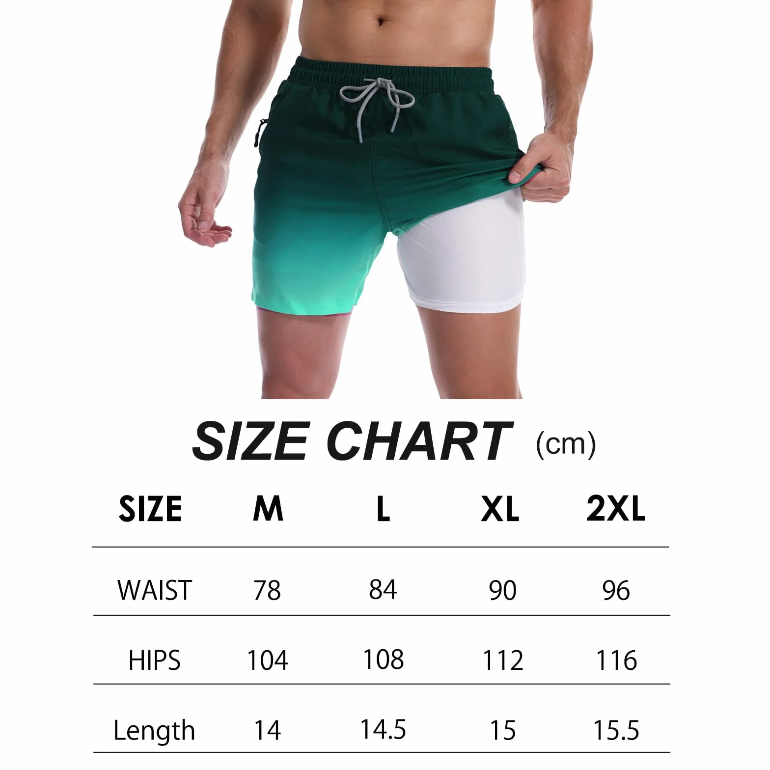 Bañador Hombre Shorts de Baño Shorts de Playa Short de Verano 2 en 1 con Forro de Compresión y Malla Secado Rápido para Vacaciones