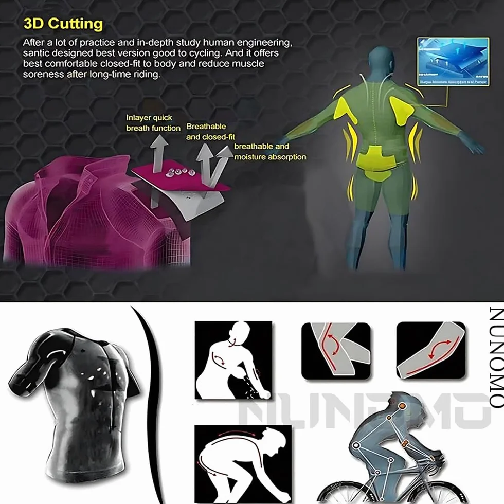 Hombre,Manga Larga Transpirable + Culottes Bici 9D Gel Equipos Conjunto Ciclismo Manténgase abrigado en Invierno,Traje de Ropa de Bicicleta de Montaña MTB Ciclista..