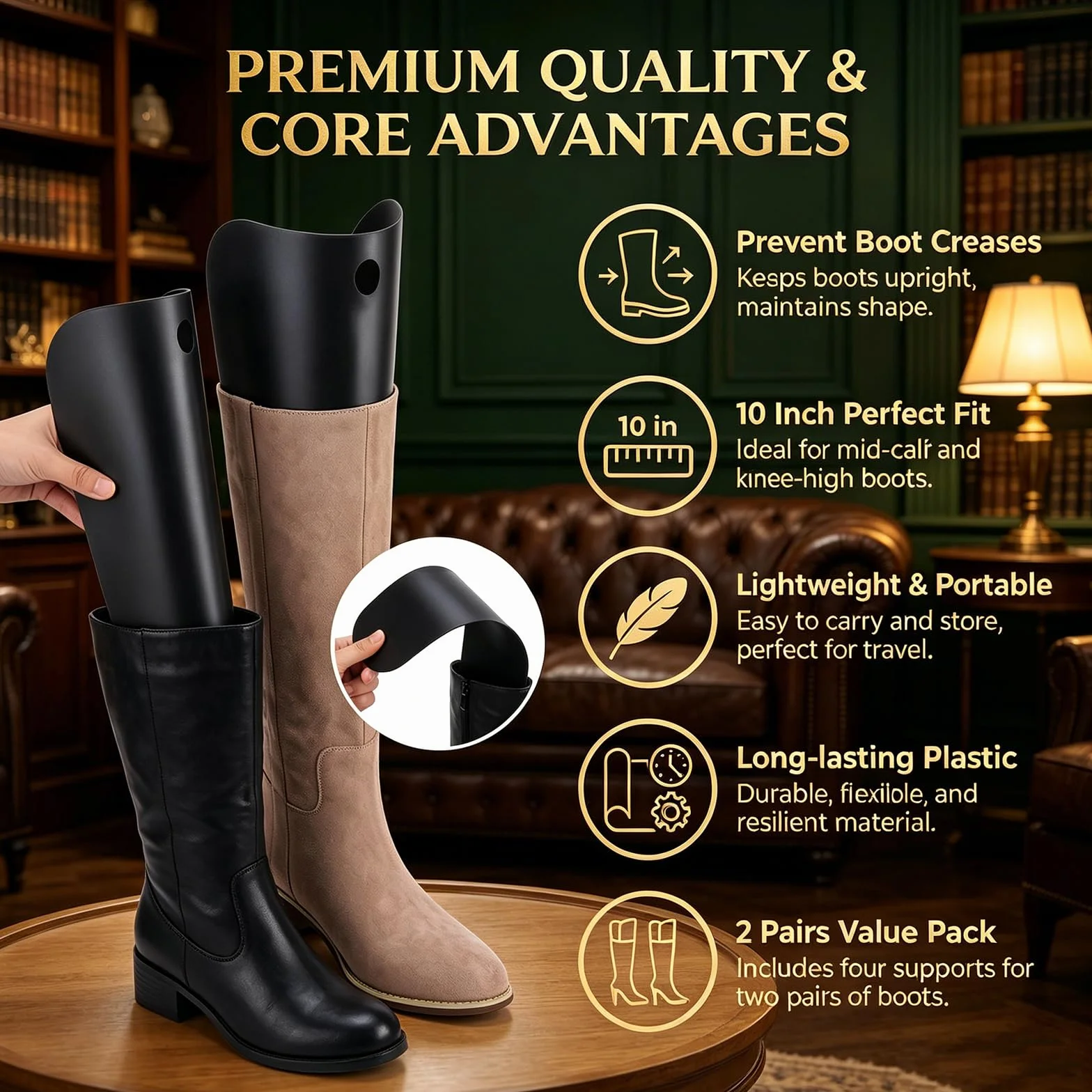 QUUPY 2 pares de insertos de plástico para botas altas para mujer (27 cm)