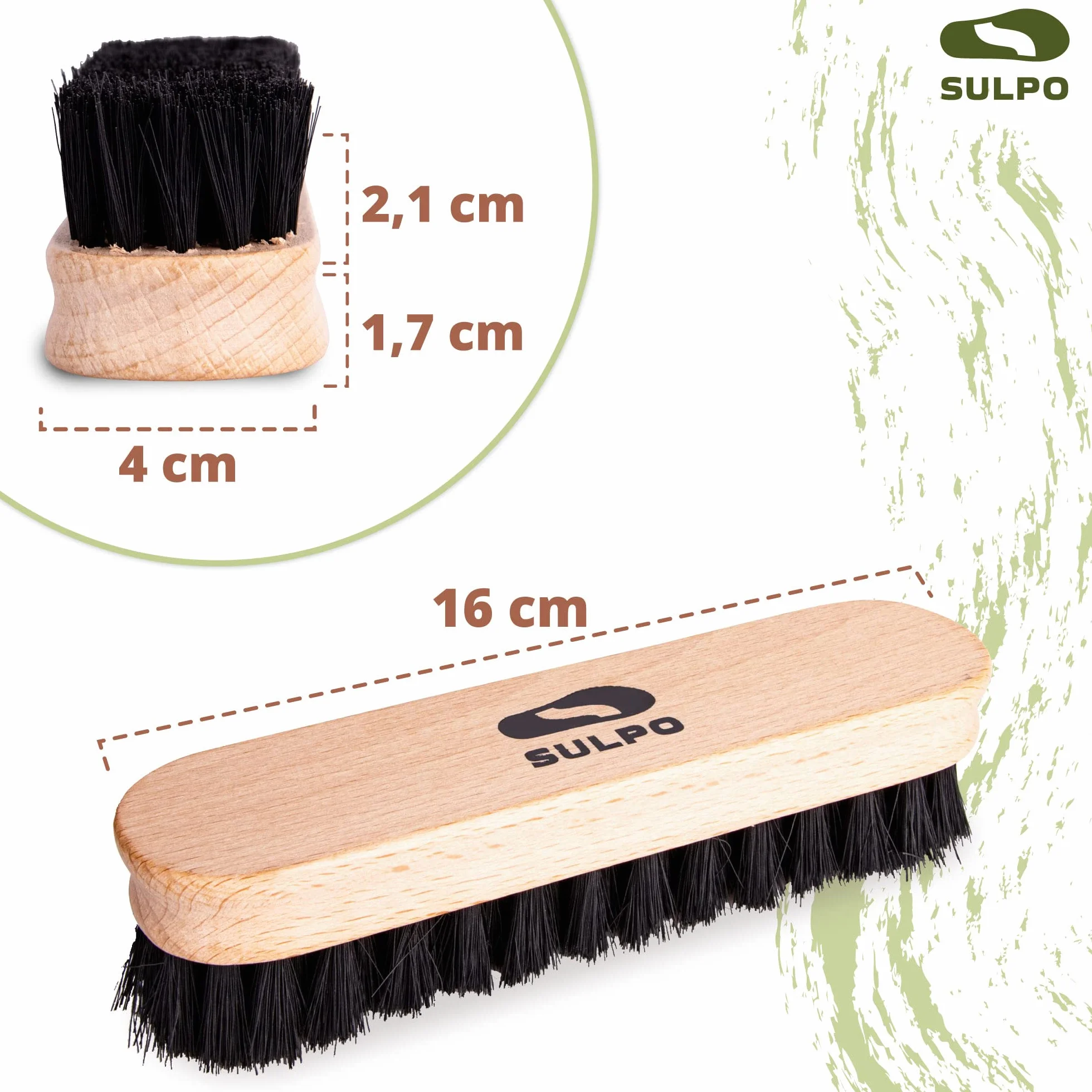 SULPO Cepillo para Limpieza - Juego de Cepillos de cerdas Suaves - Cepillo pulidor - Juego de cepillos para Zapatos Abrigos Sofá Zapatillas de casa 2 Piezas - Color Negro