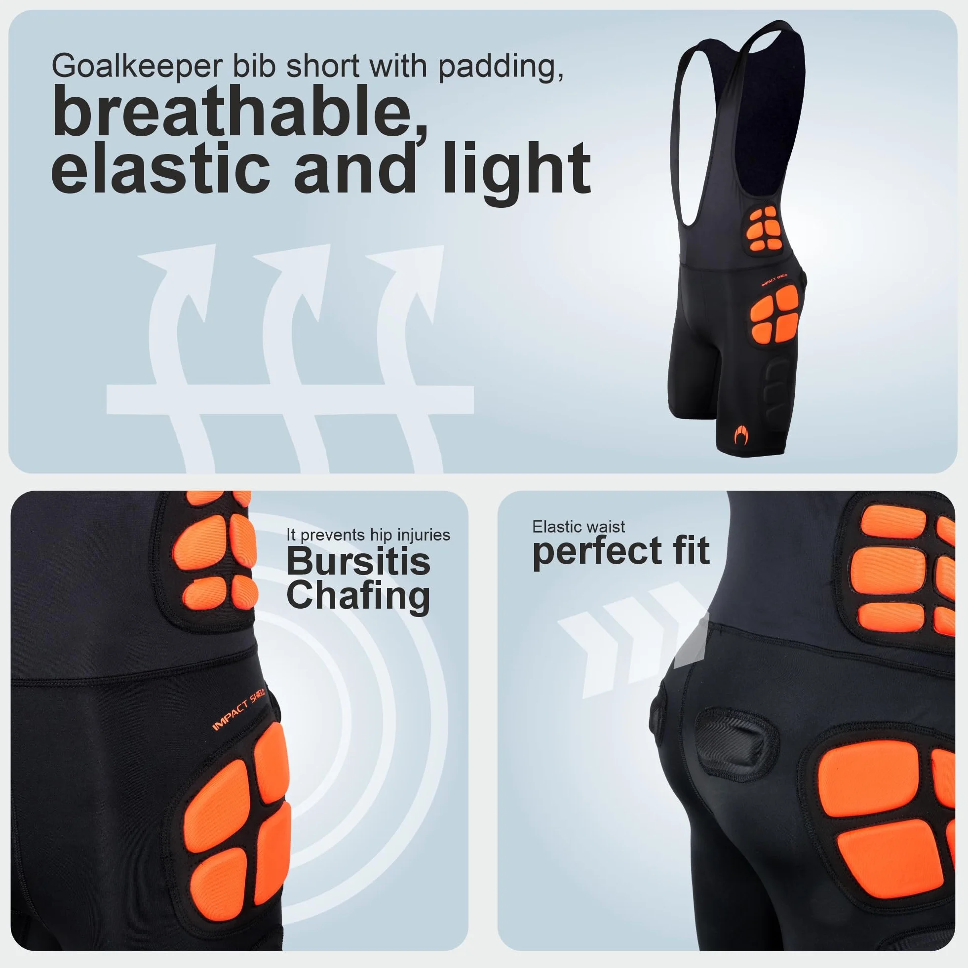 HO Soccer Gk Bib Short Impact Shield Jr - Pantalones Cortos de Portero con Tirantes Unisex niños