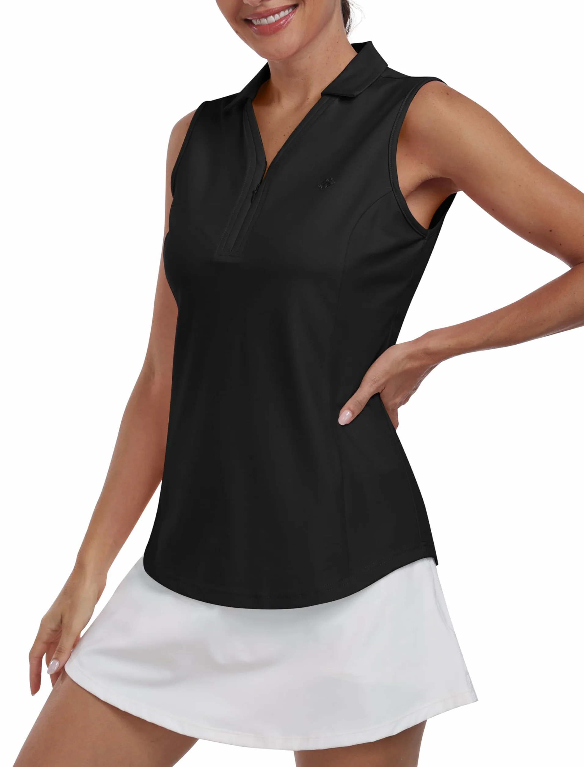Mujer Polo sin Manga Deportes Tenis Golf Poloshirt con Botón Verano Correr Camiseta Trabajo Transpirable Yoga Tops