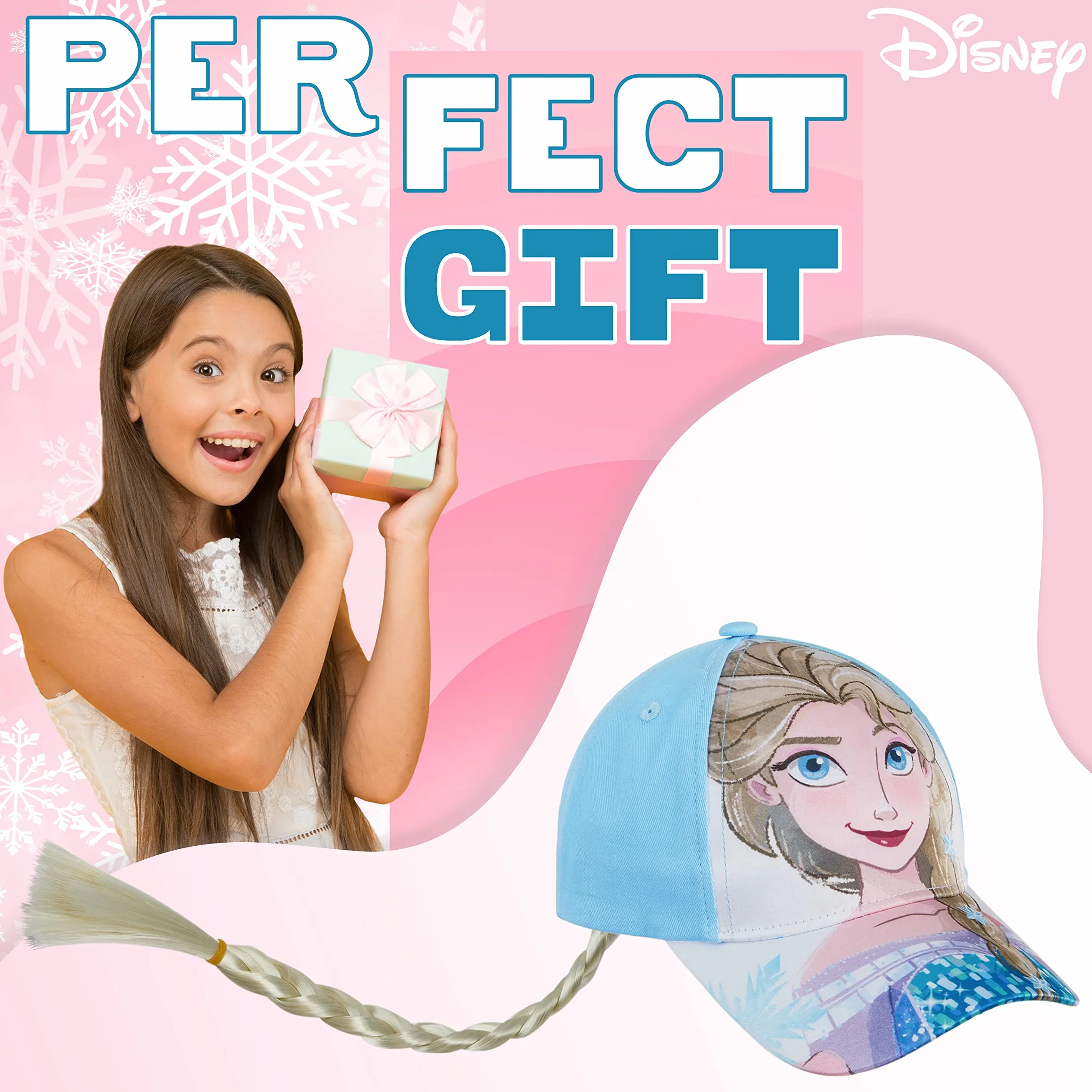 Disney Gorra Niña Gorra Beisbol para Niñas Gorra Ariel la Sirenita Gorra Elsa con Pelo Largo Sombrero Sol Proteccion Solar Playa Verano Accessorios Oficial Divertidos Talla Unica