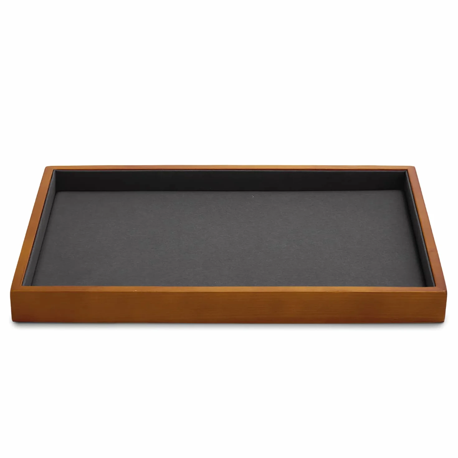 Oirlv Bandeja Plana De Madera Para Joyas, Anillos, Pulseras, Relojes, Llaves, Expositor (Gris)