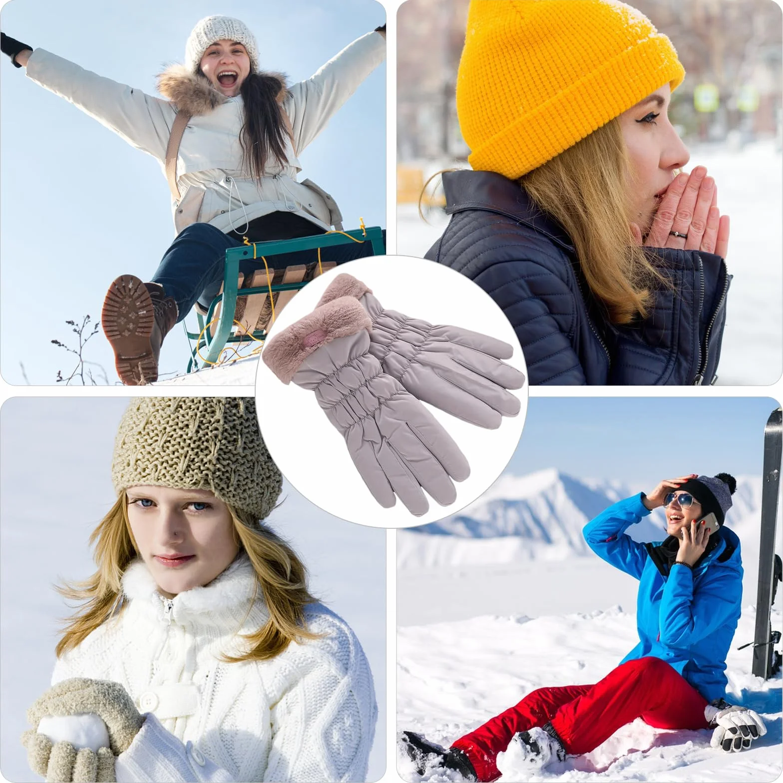 Guantes Térmicos Impermeables para Mujer - Touchscreen con Forro Polar, para Esquí, Cálidos a Prueba de Viento, para Caminar