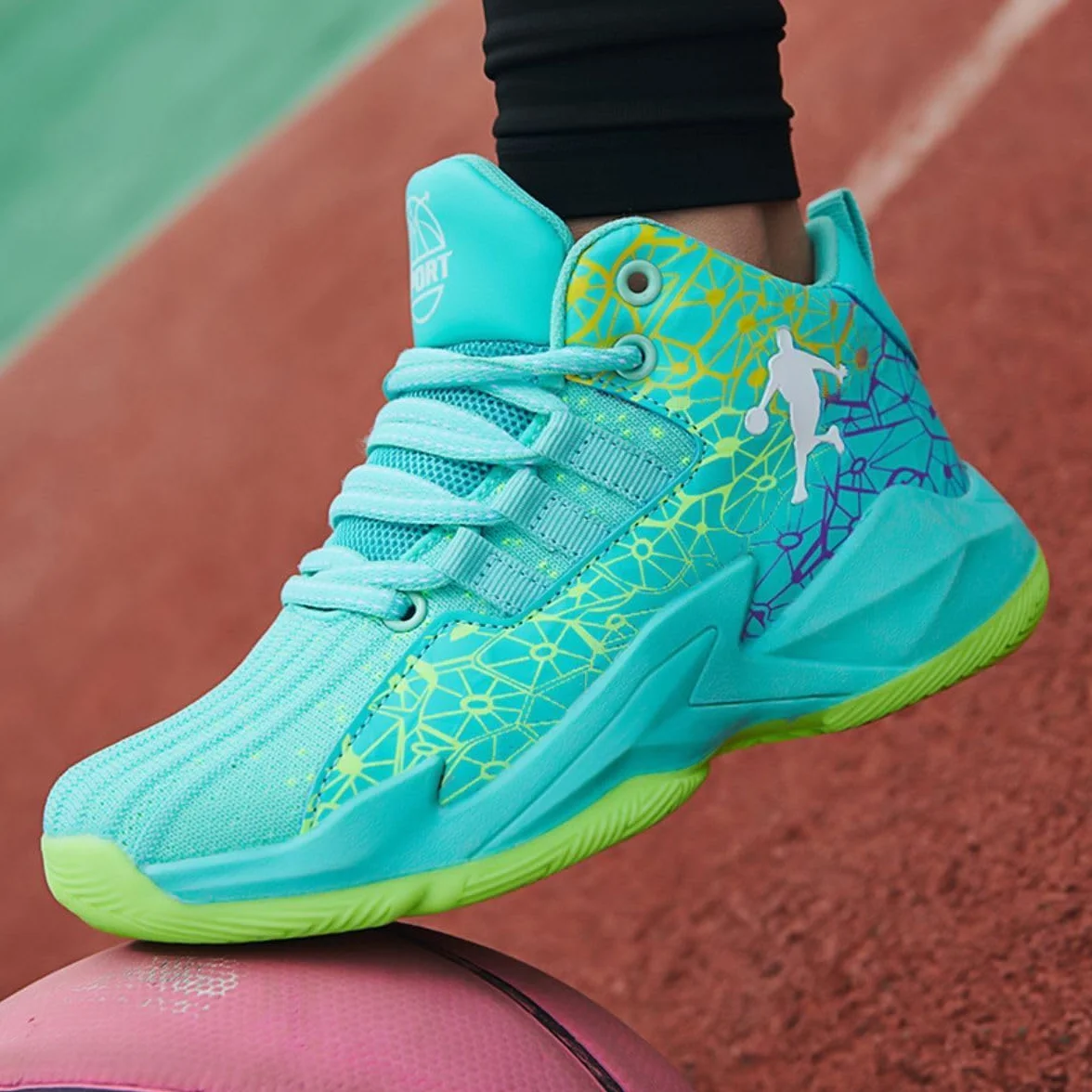 Zapatillas de Baloncesto para Niños Moda Calzado de Baloncesto para Niño Aire Libre Deportivas Fitness Antideslizantes para Correr Zapatos de Running (BBA-R16, 34EU)