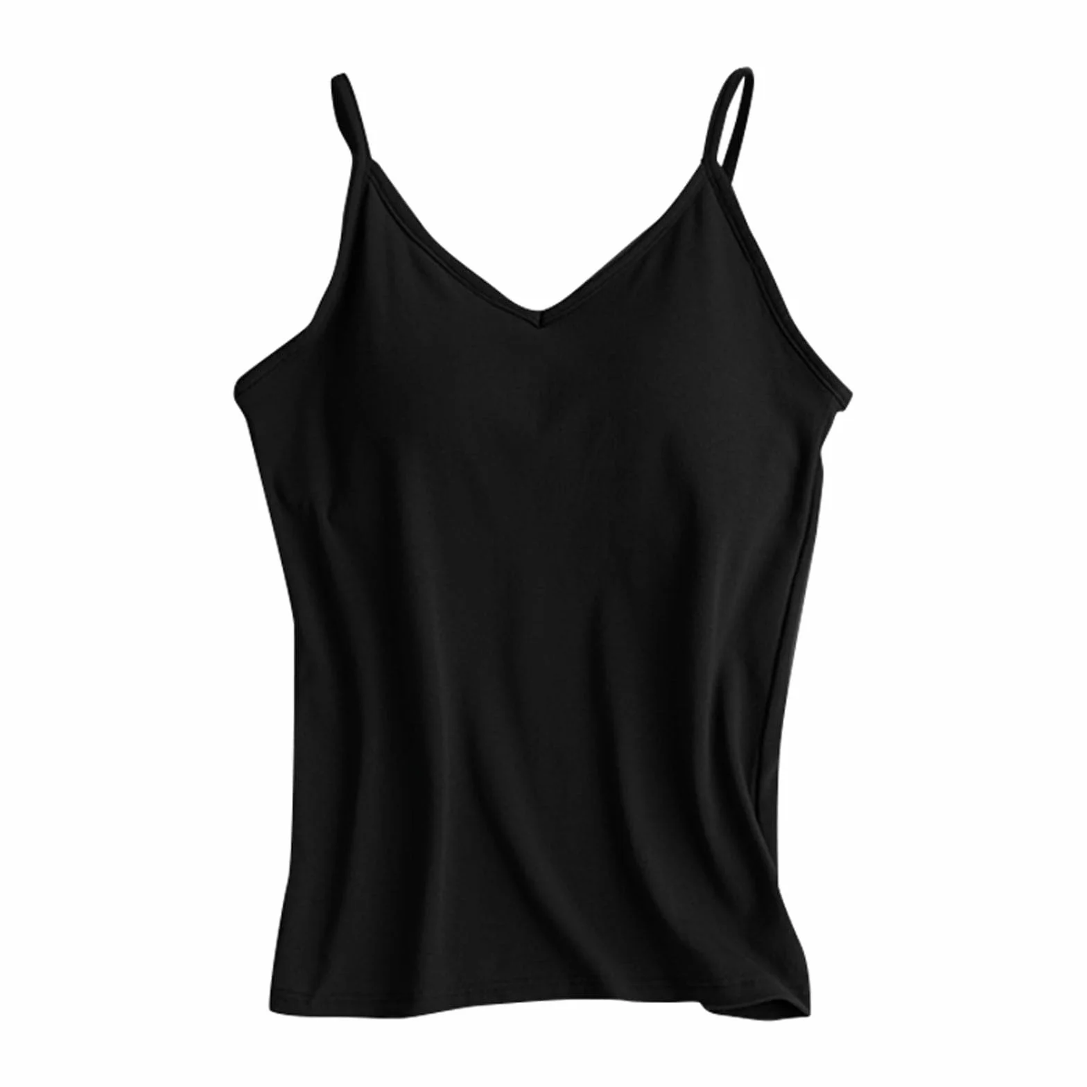 Camisetas y sujetadores para mujer con sujetador integrado de algodón - Top con escote sin abdomen Tops de verano Camiseta interior de tallas grandes Crop Sporttop Bh Camisa Tirantes Top Tirantes