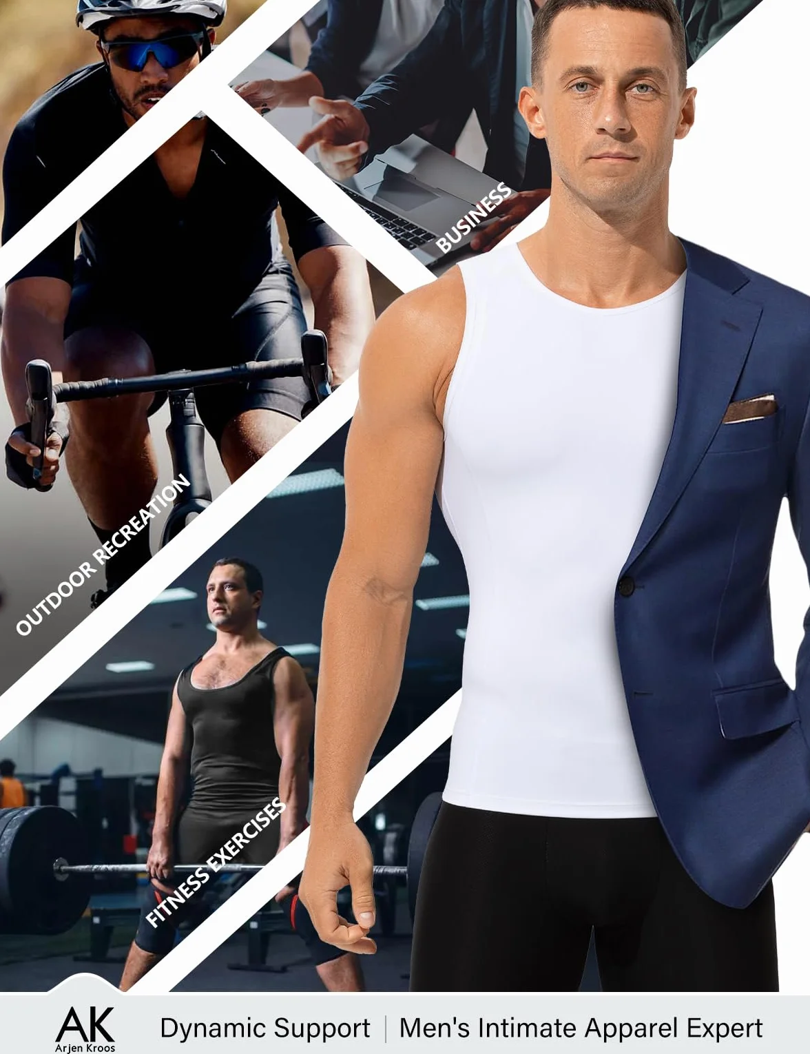 Arjen Kroos Camiseta Compresión Hombre Chaleco Moldeador para Control Abdomen y Pecho, Faja Reductora para Hombre Body Shaper Tirantes sin Mangas