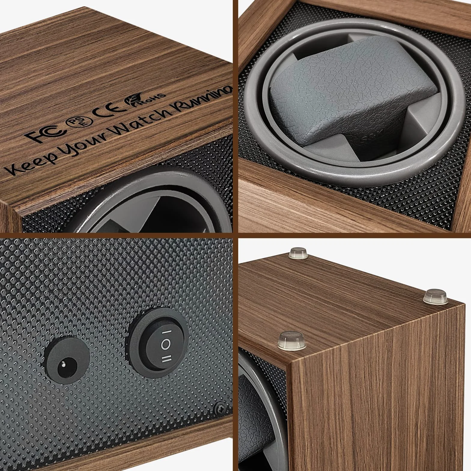 Automatic Watch Winder, Watch Winder Box Single Watch Winders for 1 Watches Self Winding Watches Shaker Spinner Wooden Watch Turner Rotator Display Case with Quiet Motor Auto Watch Turner USB Powered