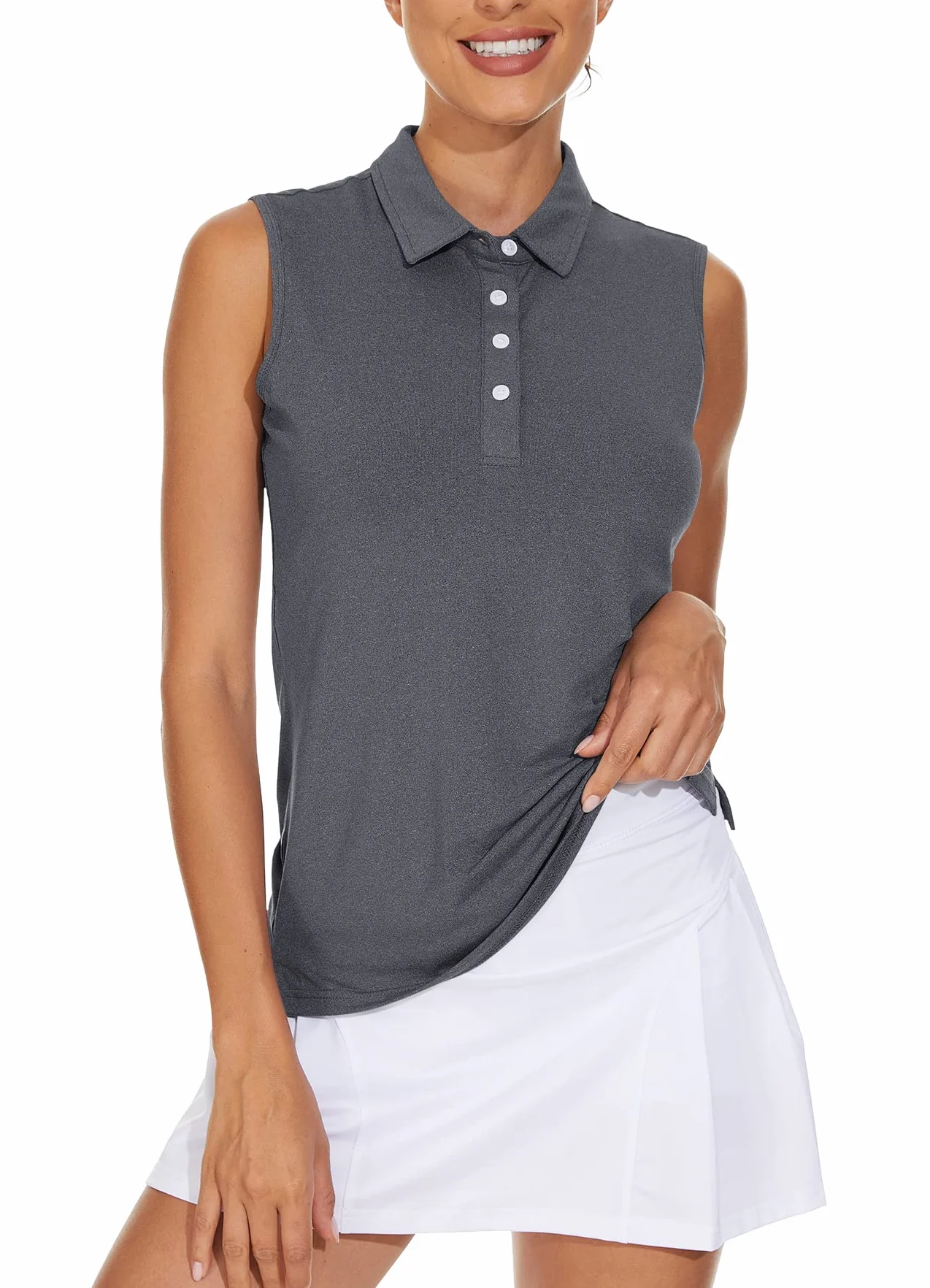 KEFITEVD Polos Sin Mangas para Mujer Camiseta Sin Mangas Deportiva de Secado Rápido Cómodos Polos de Tenis y Golf para Verano